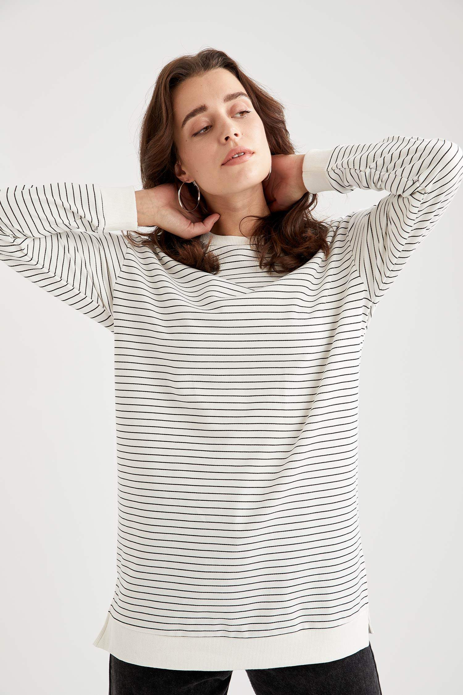 Çizgili Relax Fit Örme Tunik
