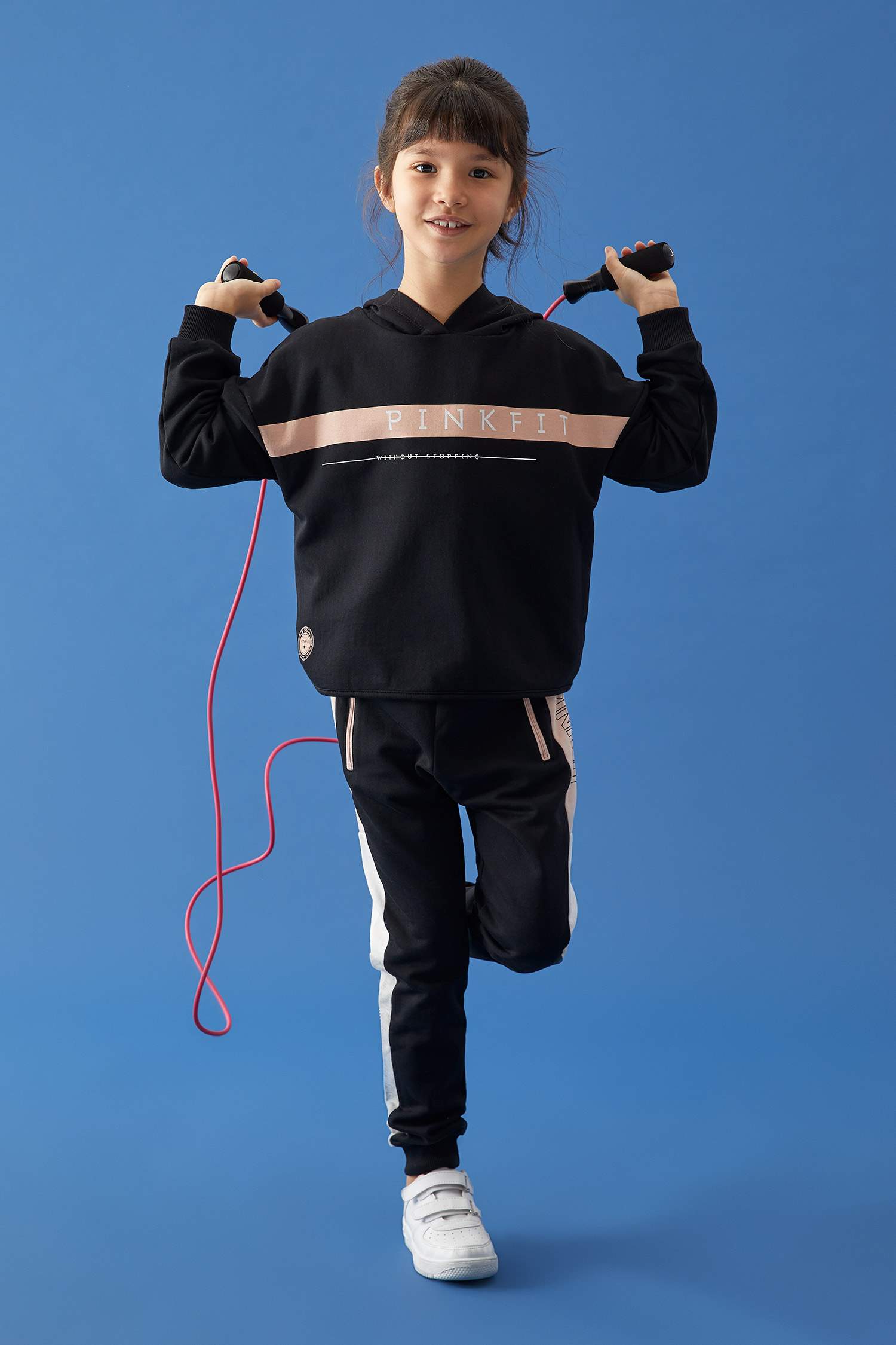 Kız Çocuk Relax Fit Yazı Baskılı Kapüşonlu Sweatshirt