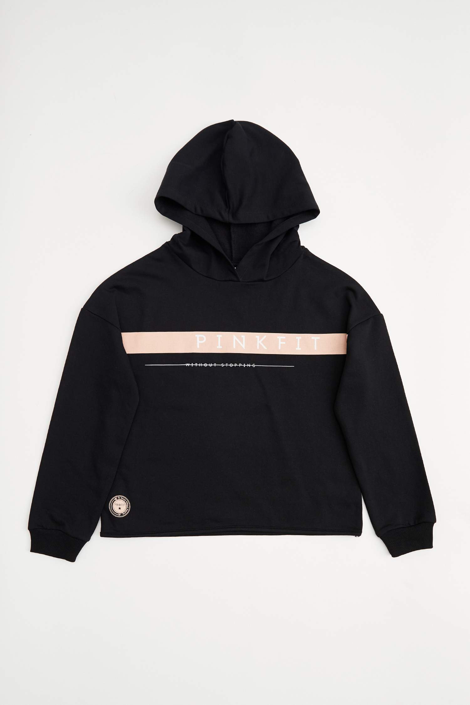 Kız Çocuk Relax Fit Yazı Baskılı Kapüşonlu Sweatshirt