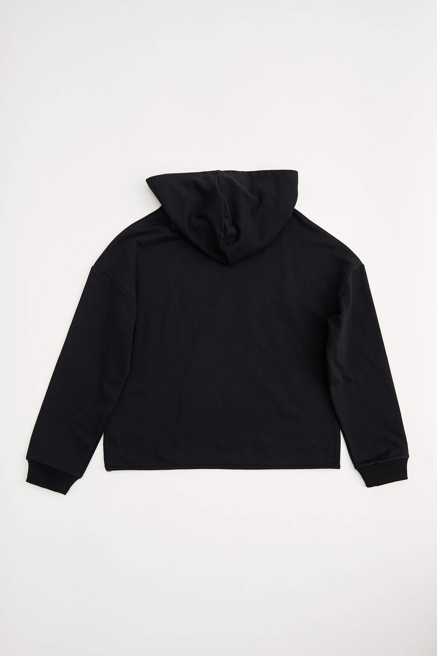 Kız Çocuk Relax Fit Yazı Baskılı Kapüşonlu Sweatshirt