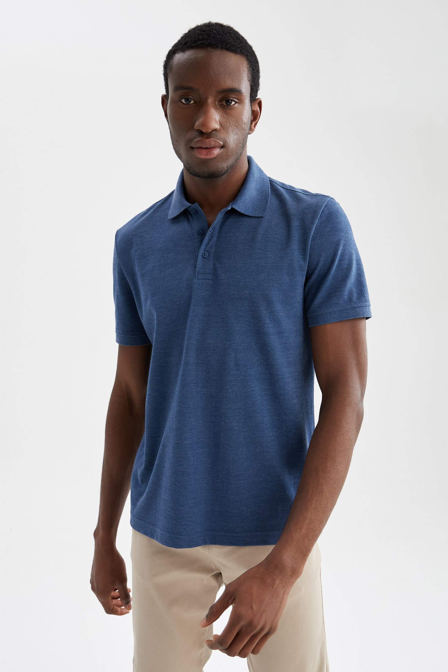 Regular Fit Polo Yaka Basic Pamuklu Penye Tişört