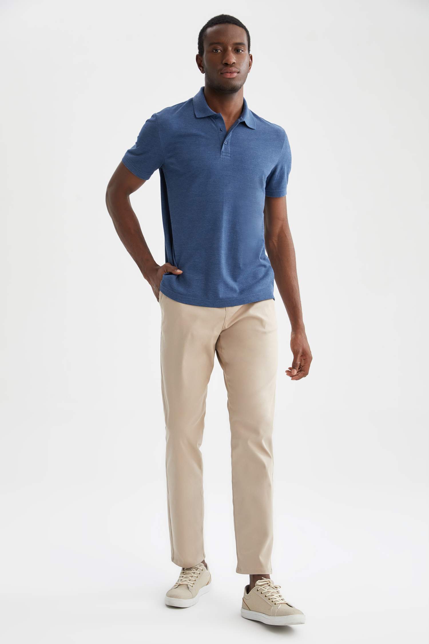 Regular Fit Polo Yaka Basic Pamuklu Penye Tişört