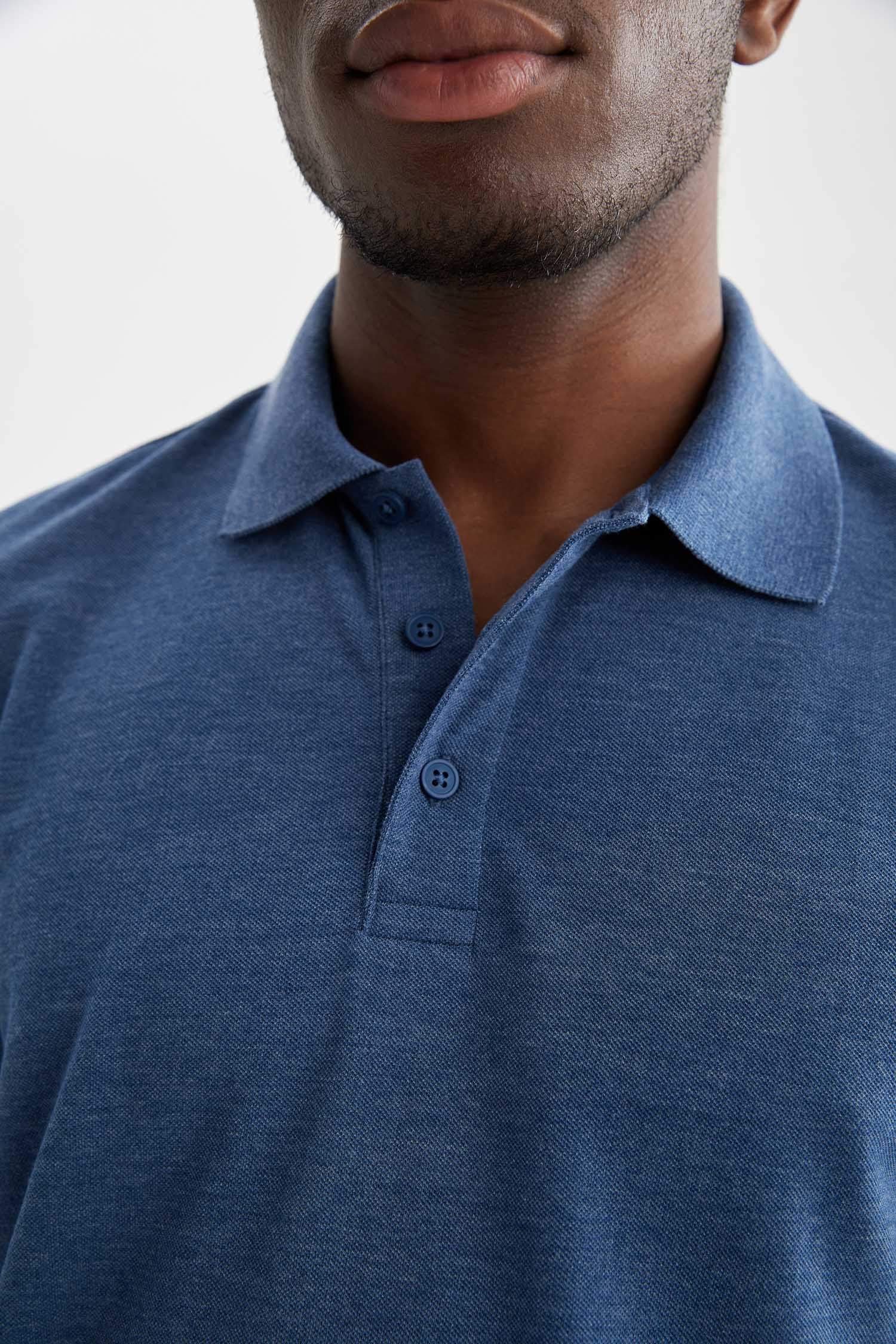 Regular Fit Polo Yaka Basic Pamuklu Penye Tişört
