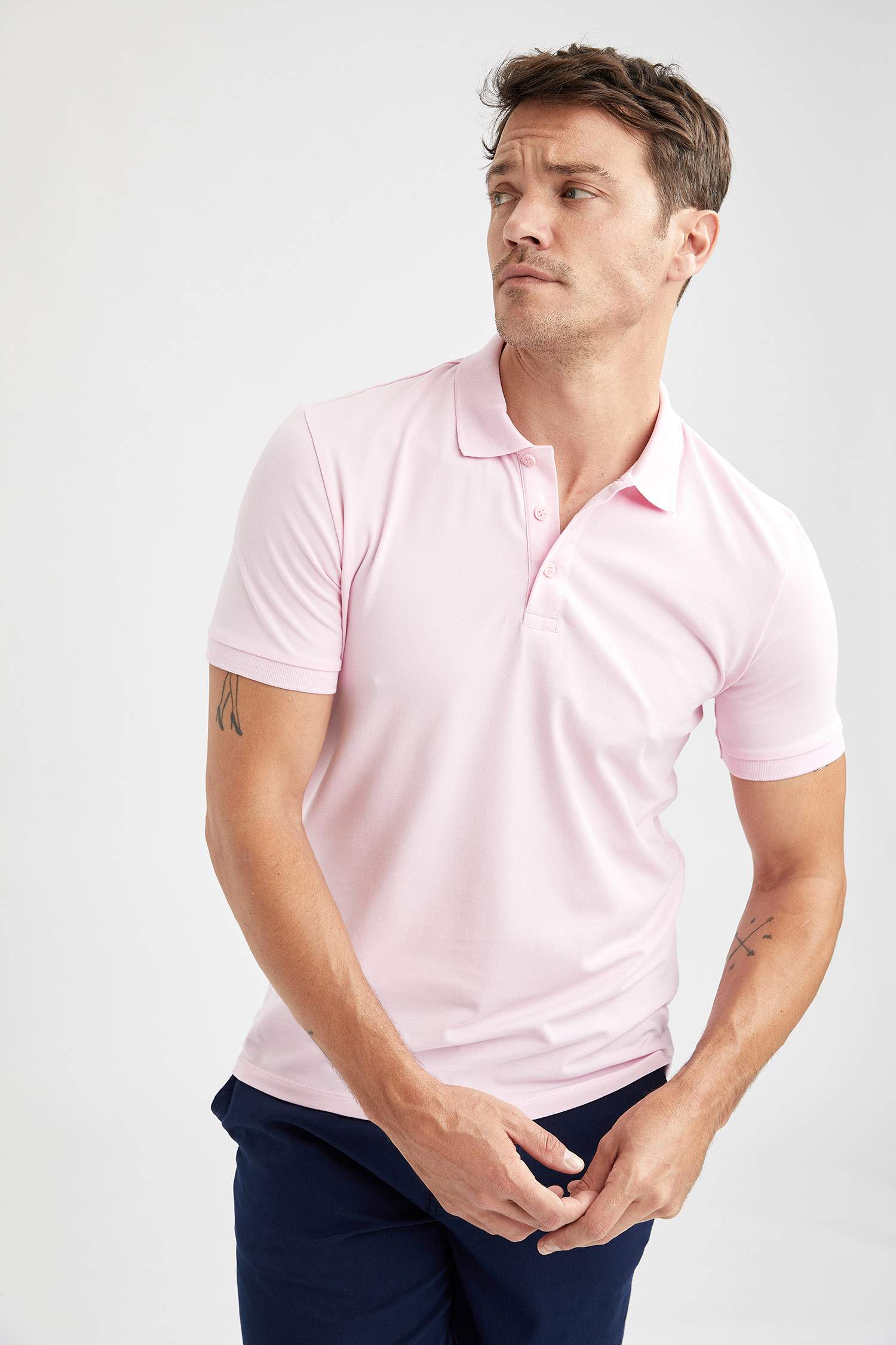 Slim Fit Polo Yaka Basic Kısa Kollu Tişört