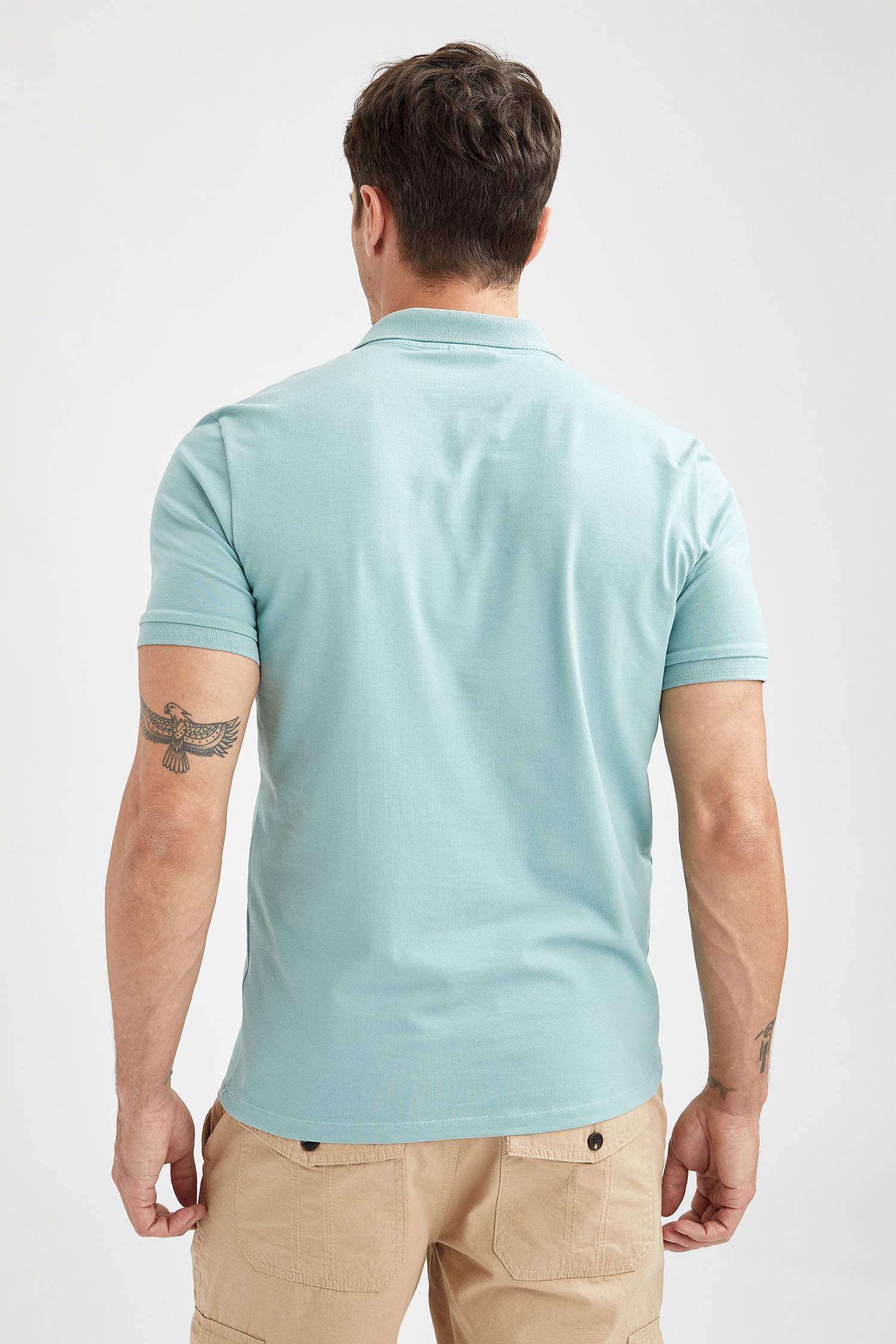 Slim Fit Polo Yaka Basic Kısa Kollu Pamuklu Penye Tişört