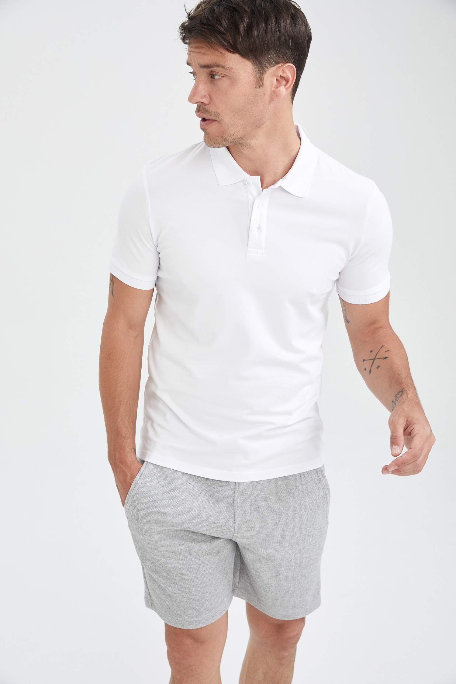 Slim Fit Polo Yaka Basic Kısa Kollu Tişört