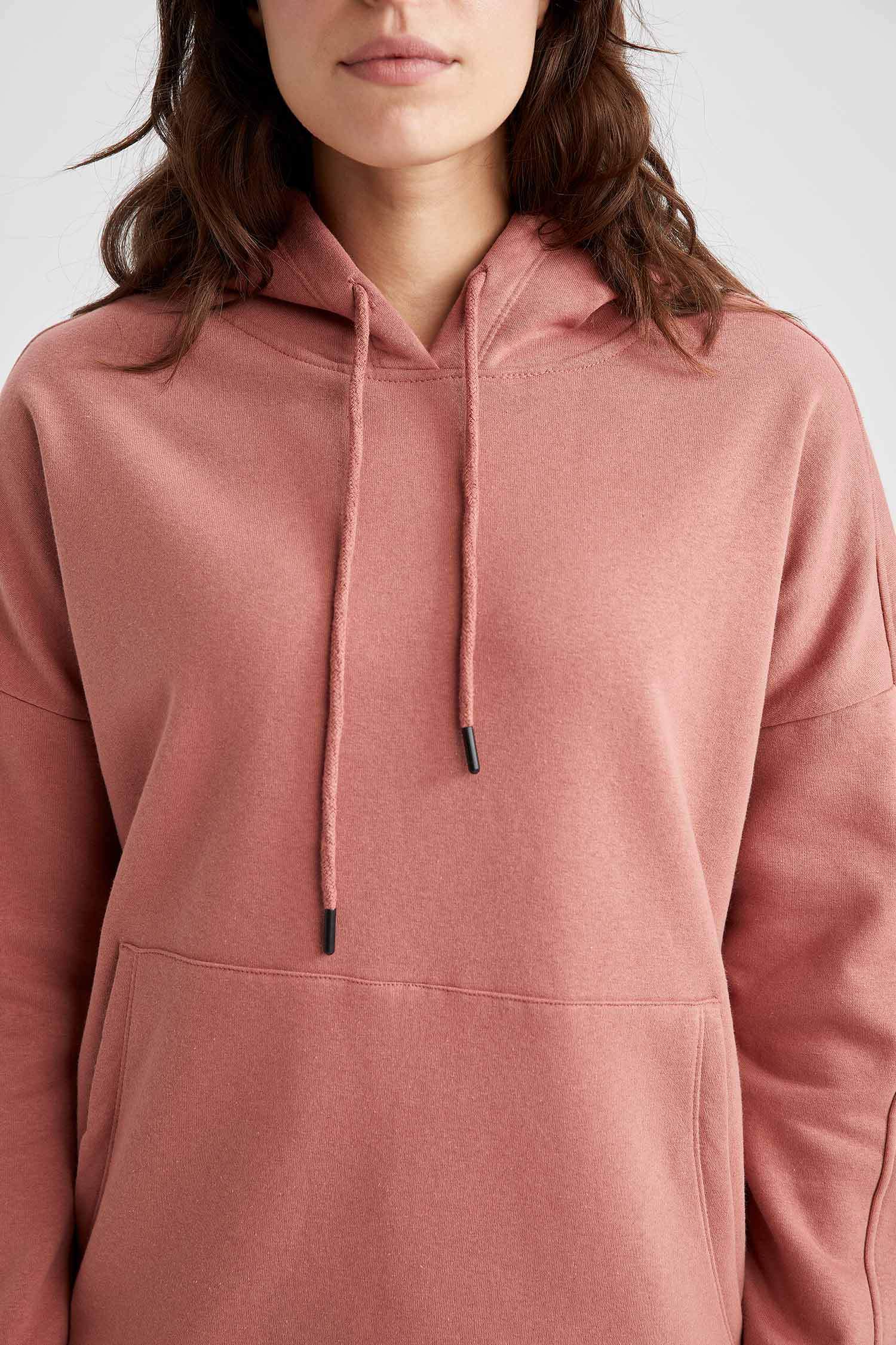 Kapüşonlu Kanguru Cepli Sweat Tunik
