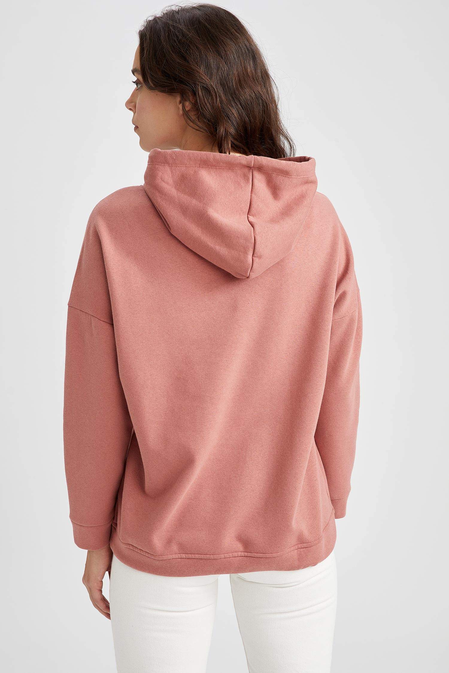 Kapüşonlu Kanguru Cepli Sweat Tunik