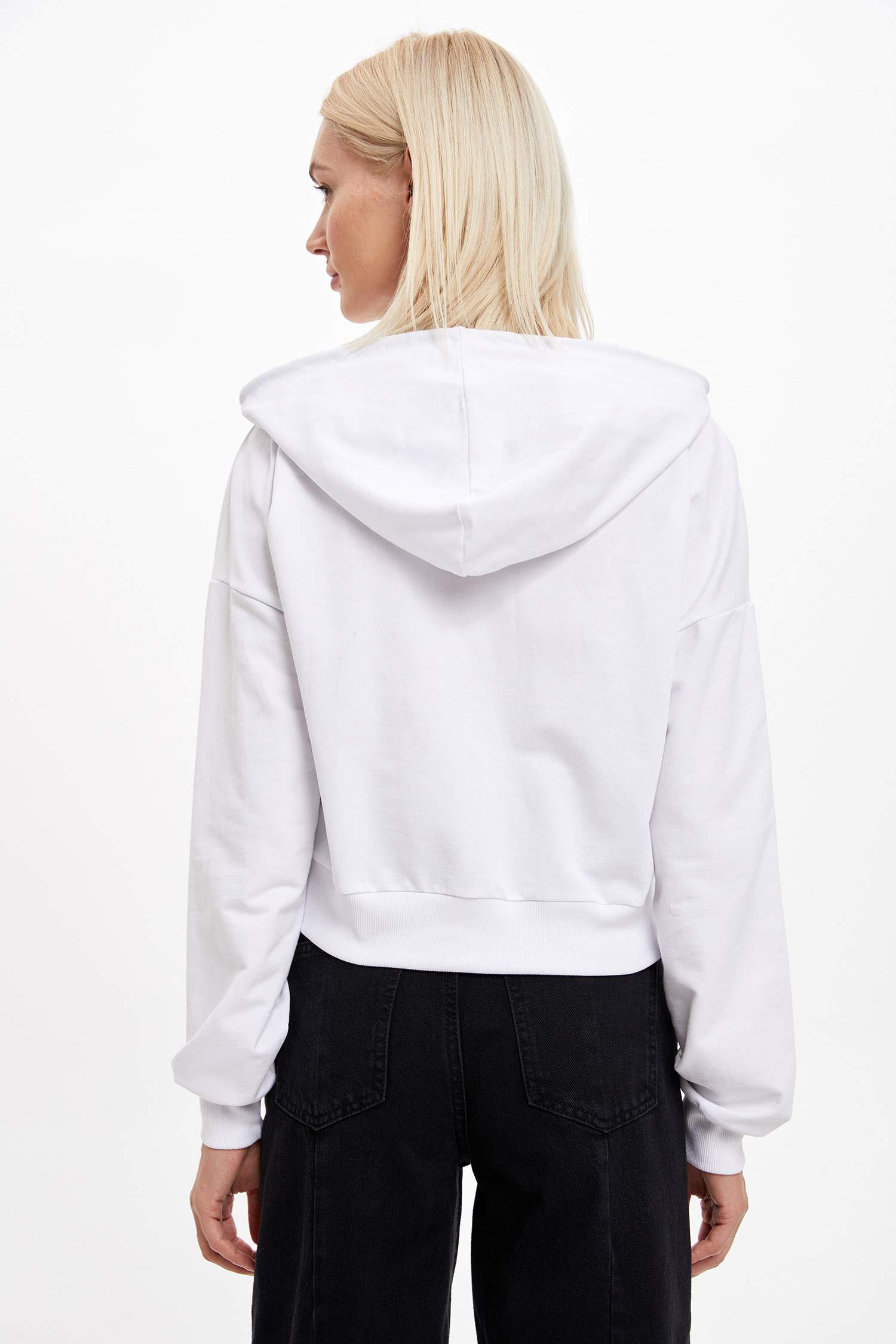 Pug Baskılı Crop Sweatshirt