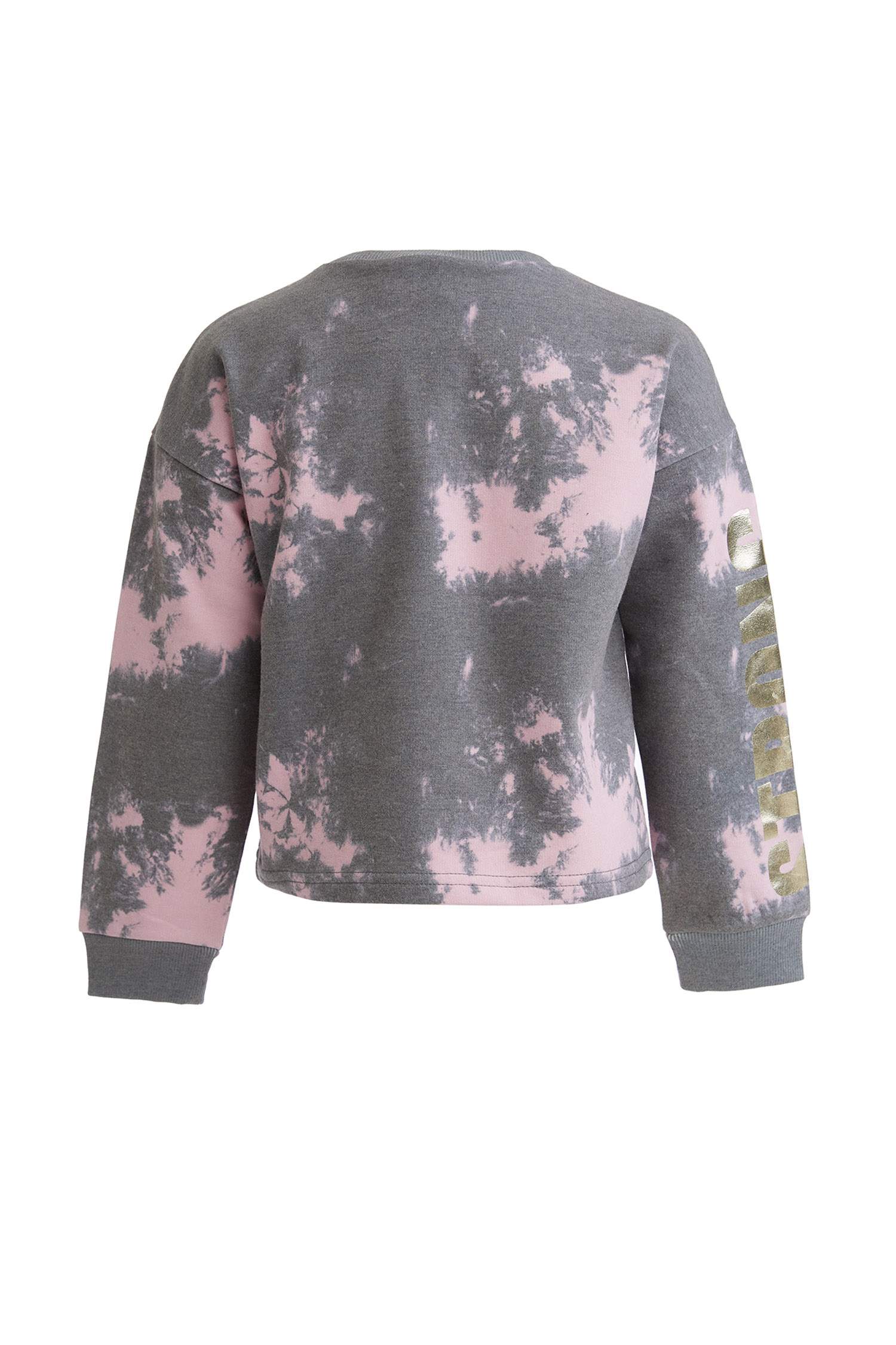 Kız Çocuk Yazı Baskılı Batik Desenli Crop Sweatshirt