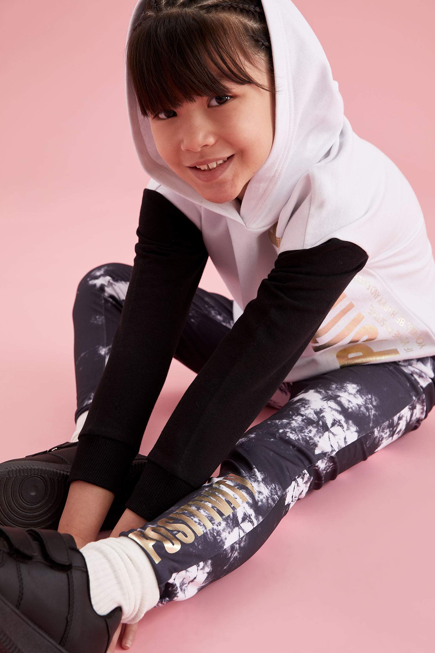 Kız Çocuk Batik Desenli Slim Fit Tayt
