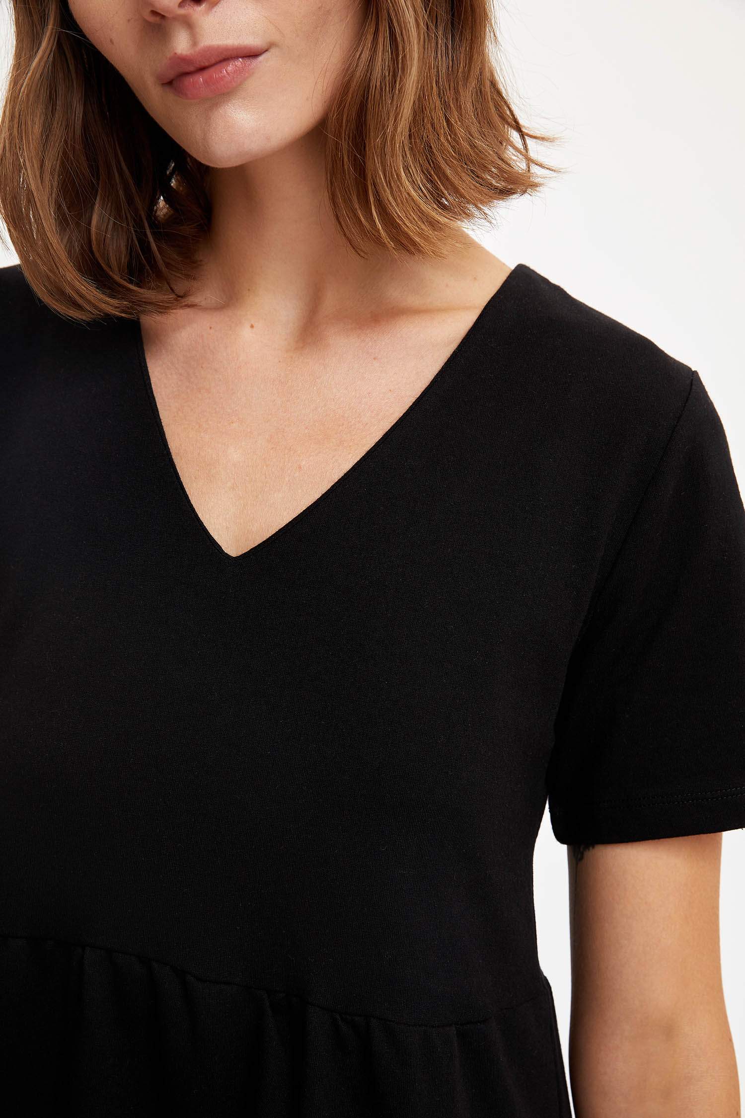 Oversize Fit Kısa Kollu Kısa Kollu Örme Elbise