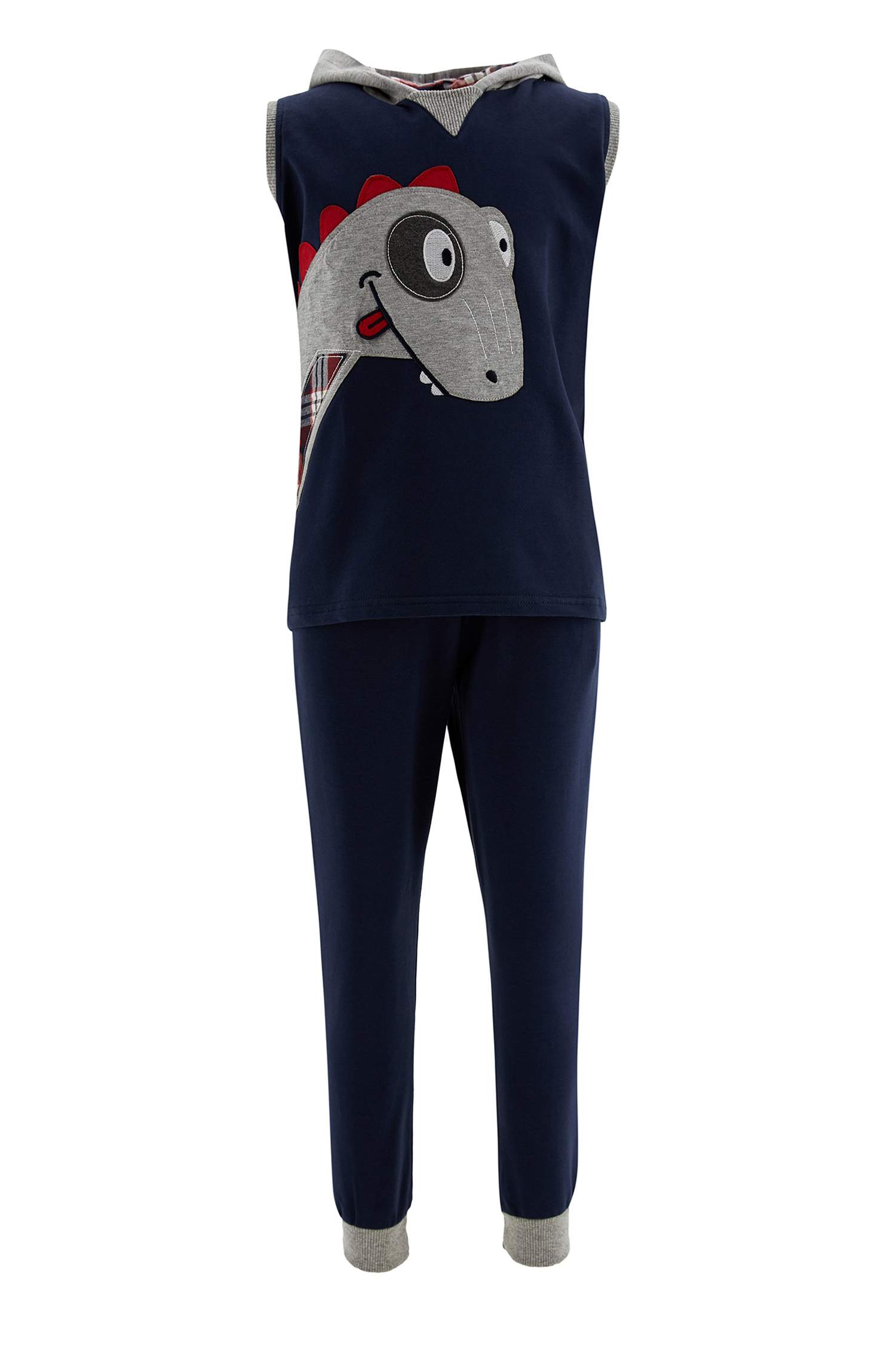 Erkek Çocuk Baskılı Kolsuz Sweatshirt Jogger Eşofman Alt Takım