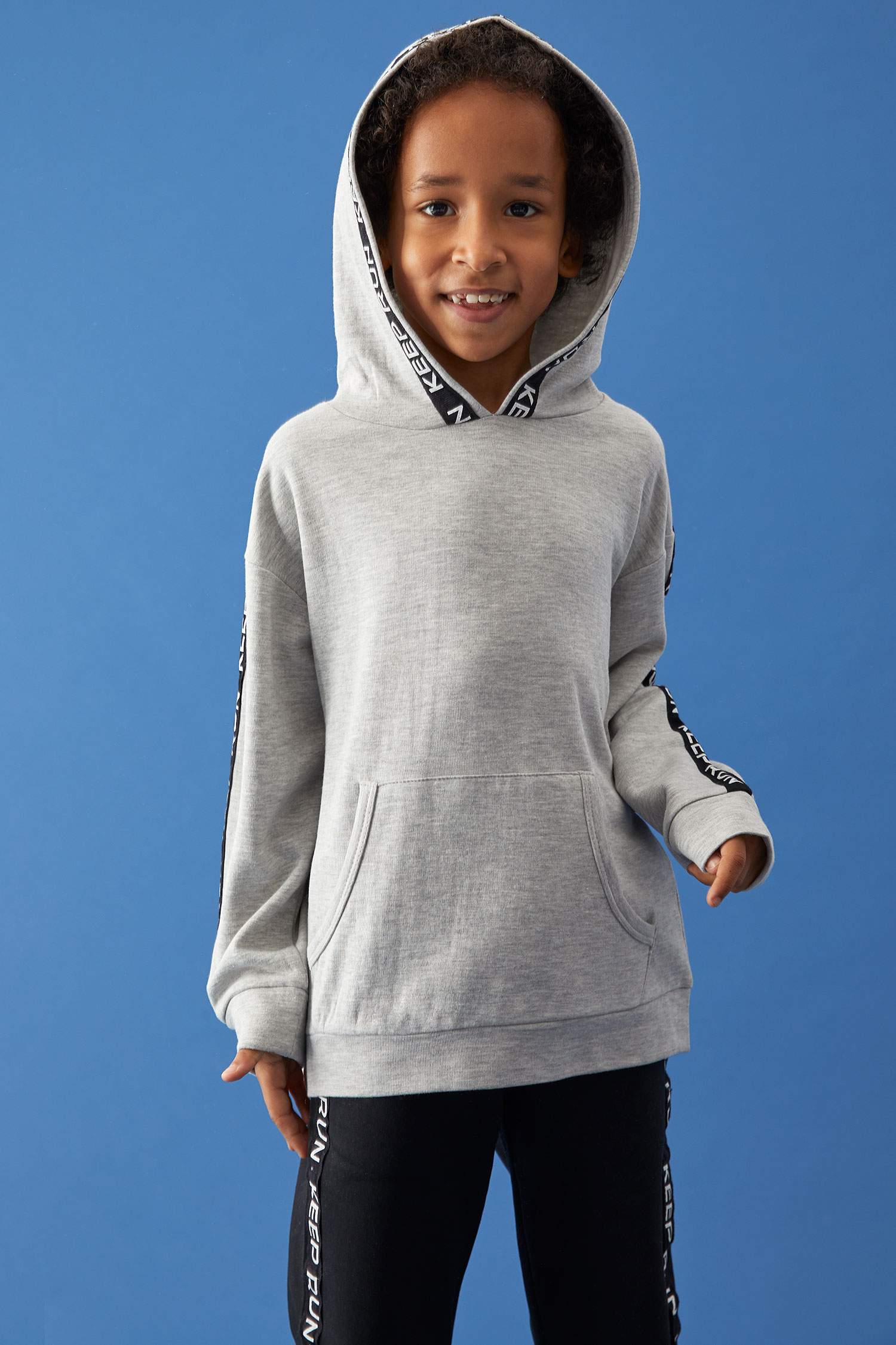 Erkek Çocuk Kapüşonlu Kanguru Cepli Baskılı İçi Yumuşak Tüylü Sweatshirt
