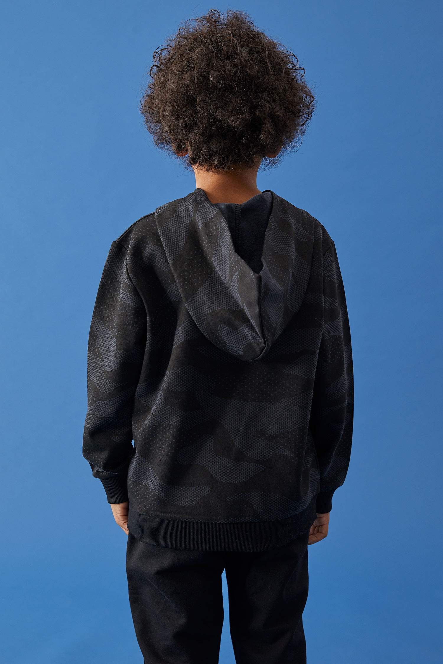 Erkek Çocuk Kapüşonlu Kanguru Cepli Baskılı İçi Yumuşak Tüylü Sweatshirt