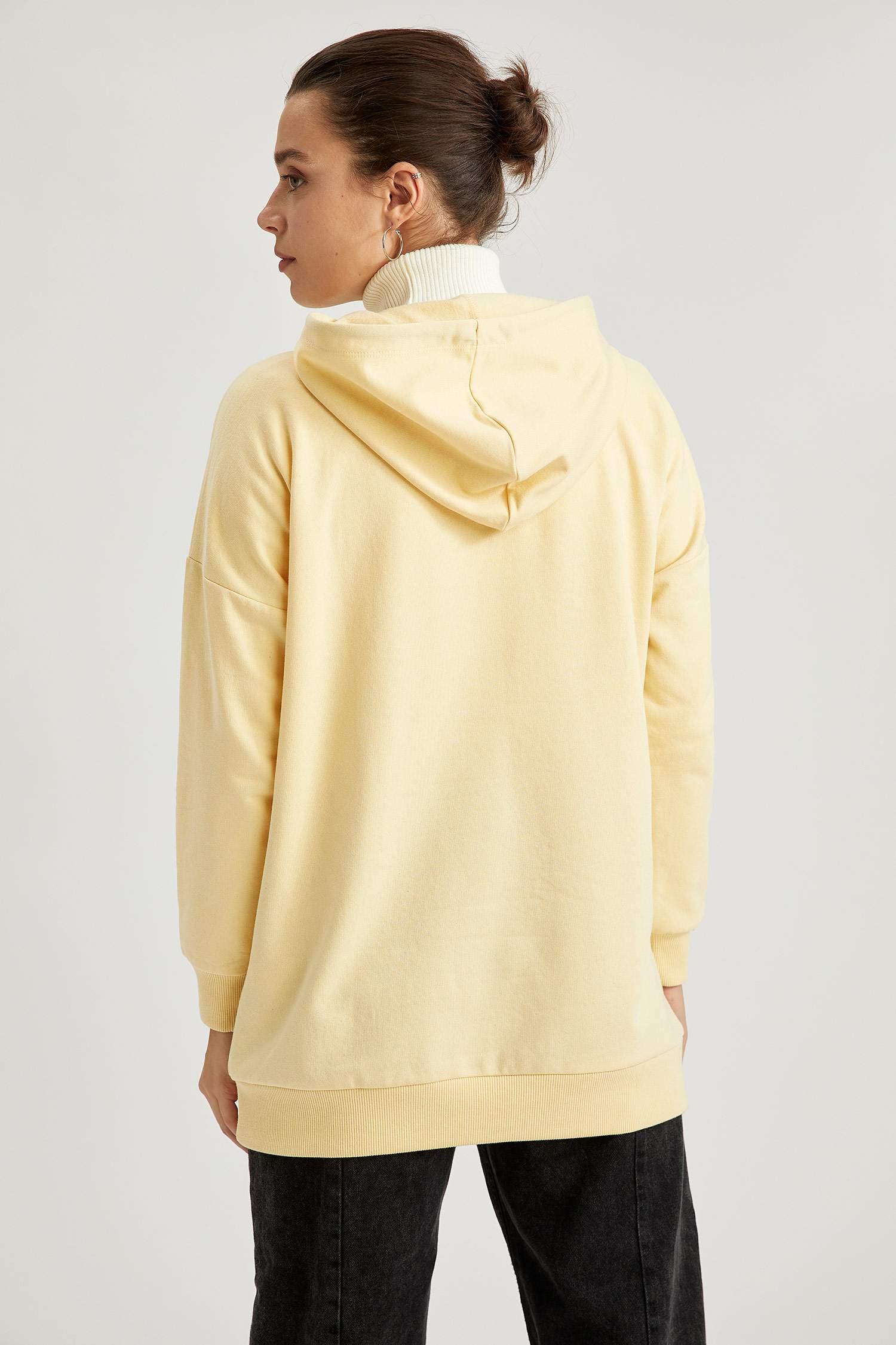 Minimal Papatya Baskılı Relax Fit Örme Sweat Tunik