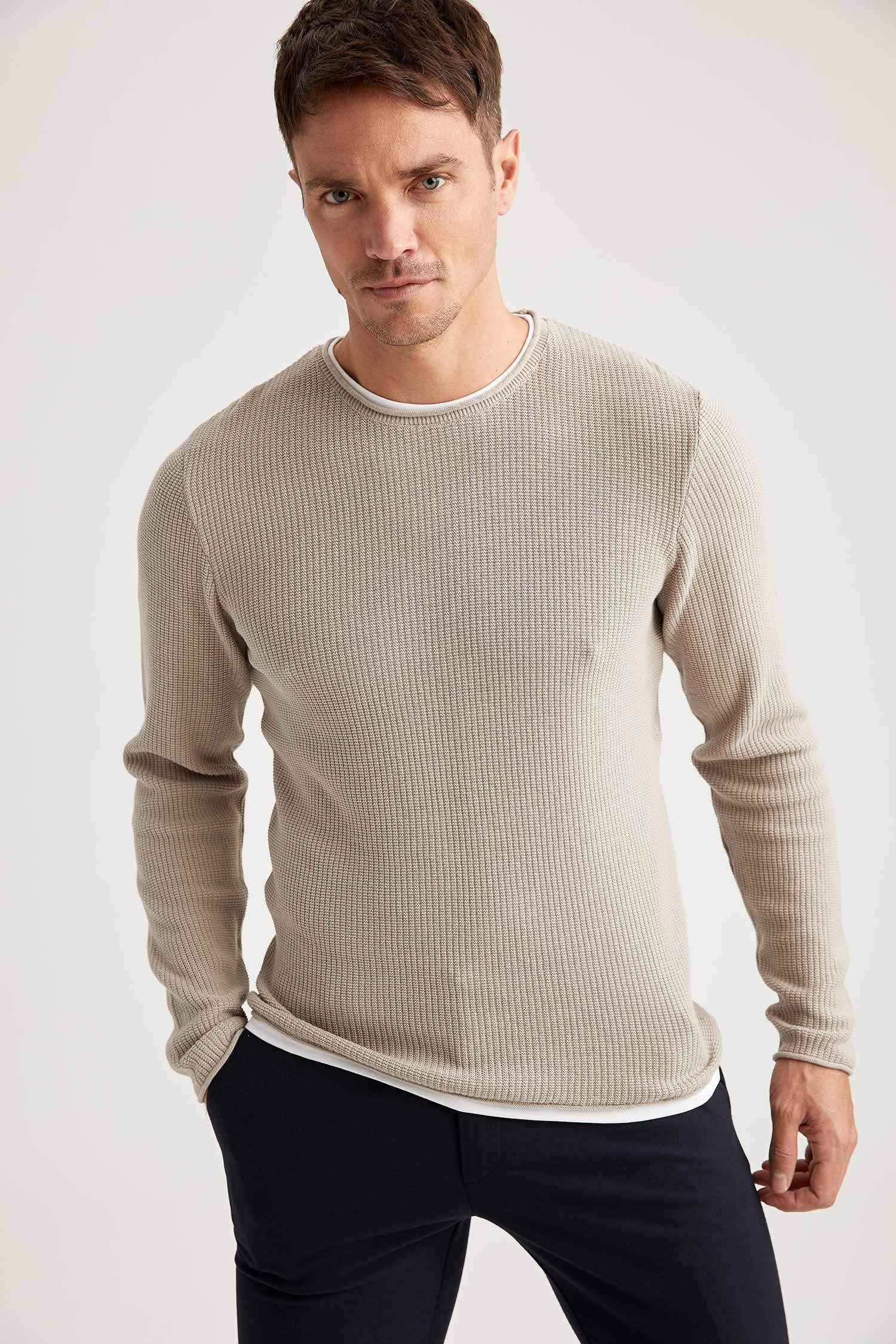 Slim Fit Bisiklet Yaka Triko Kazak