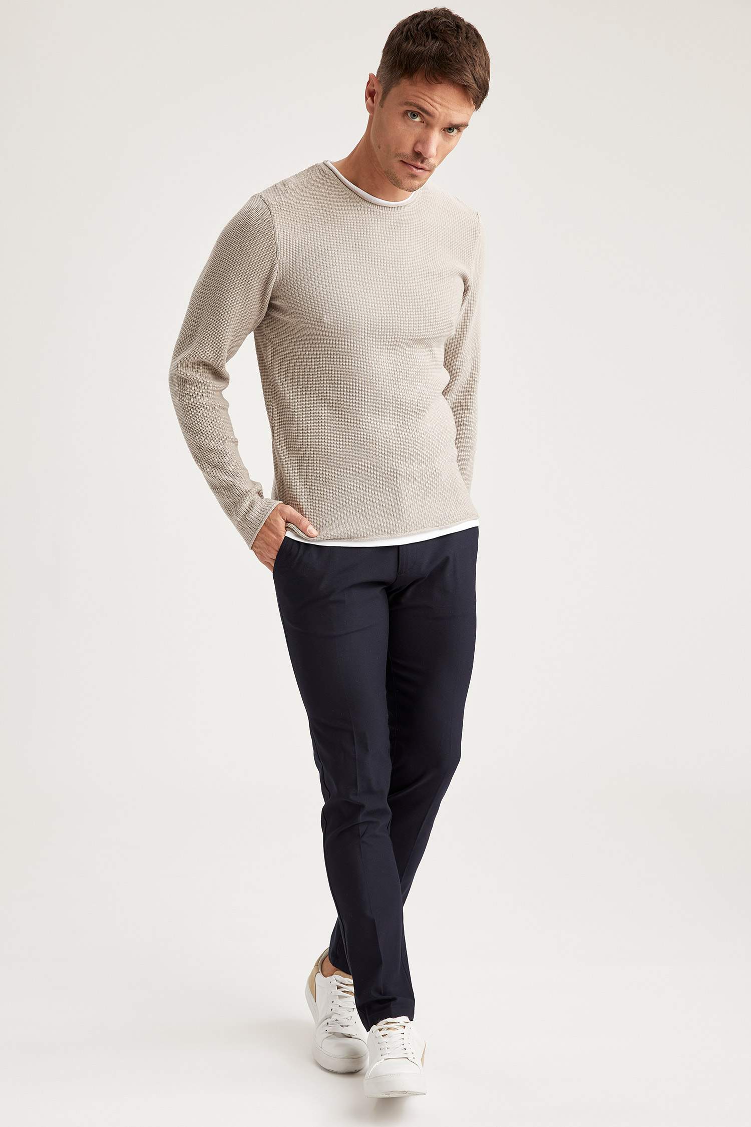 Slim Fit Bisiklet Yaka Triko Kazak
