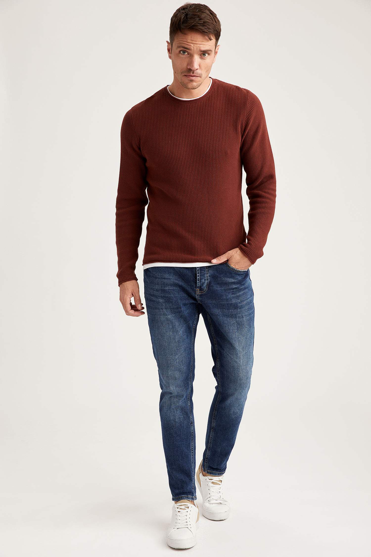 Slim Fit Bisiklet Yaka Triko Kazak
