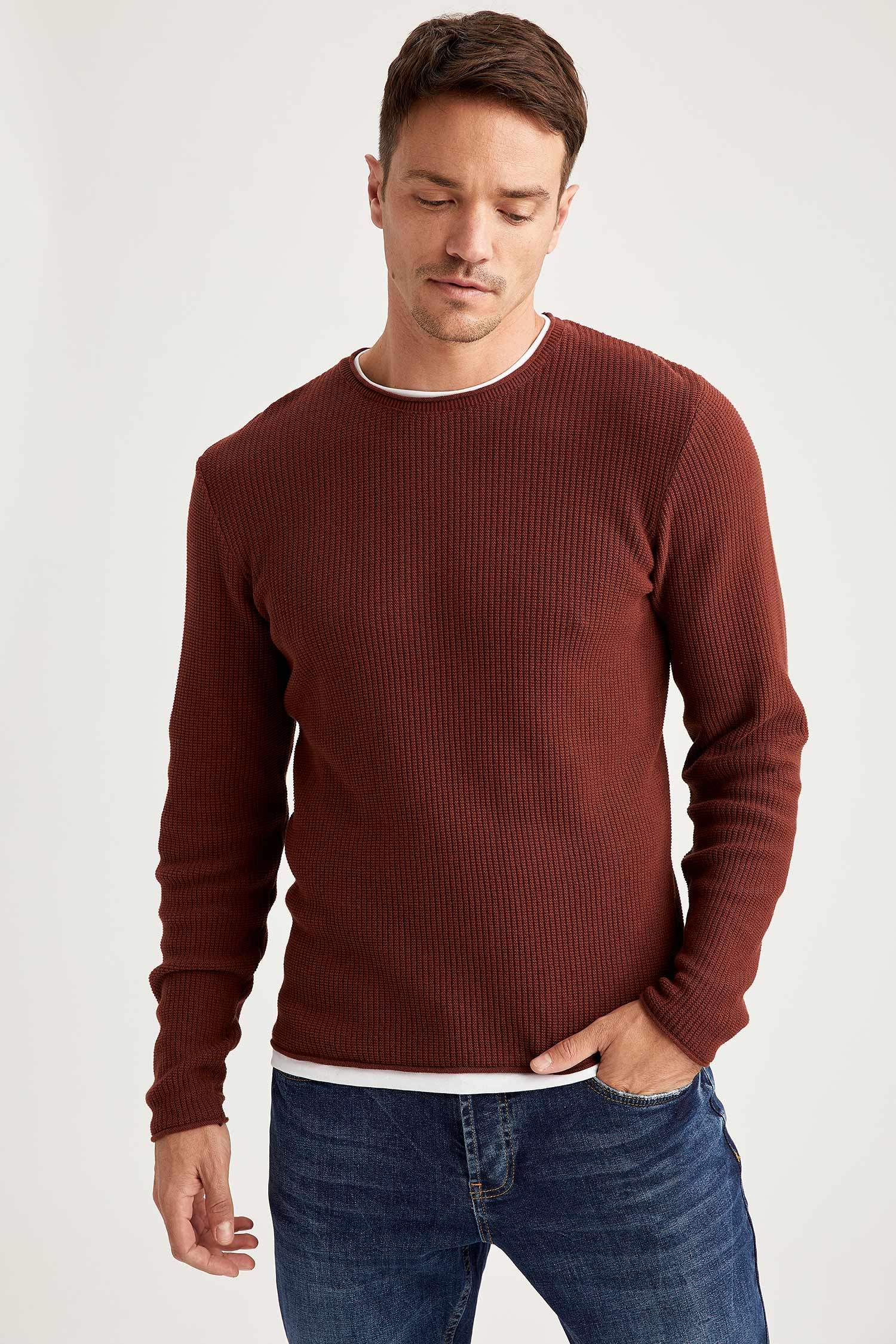 Slim Fit Bisiklet Yaka Triko Kazak