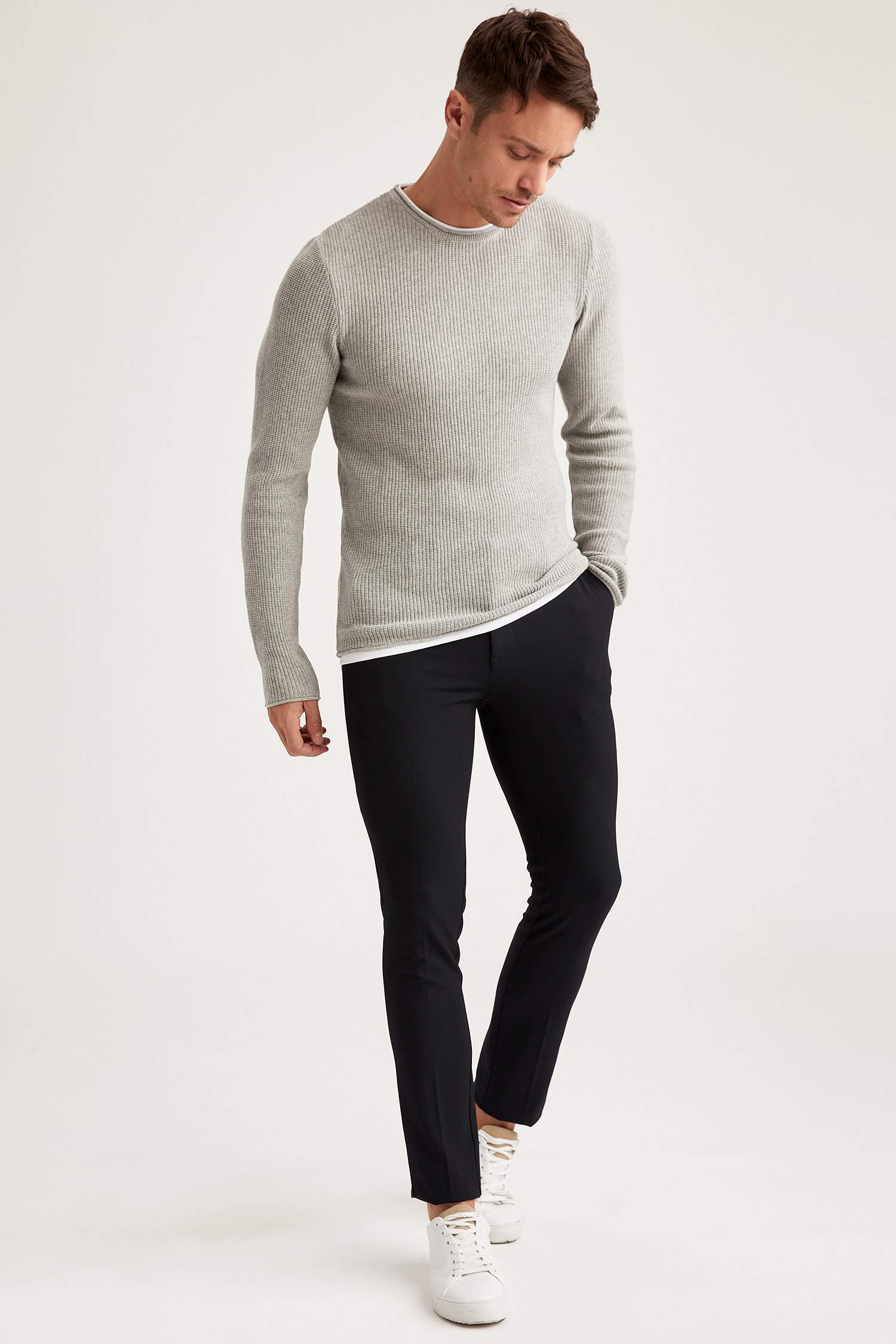 Slim Fit Bisiklet Yaka Kazak