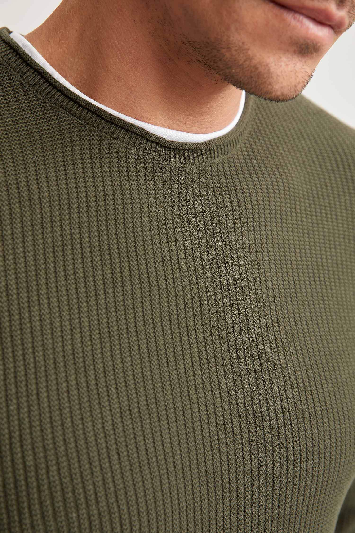 Slim Fit Bisiklet Yaka Triko Kazak