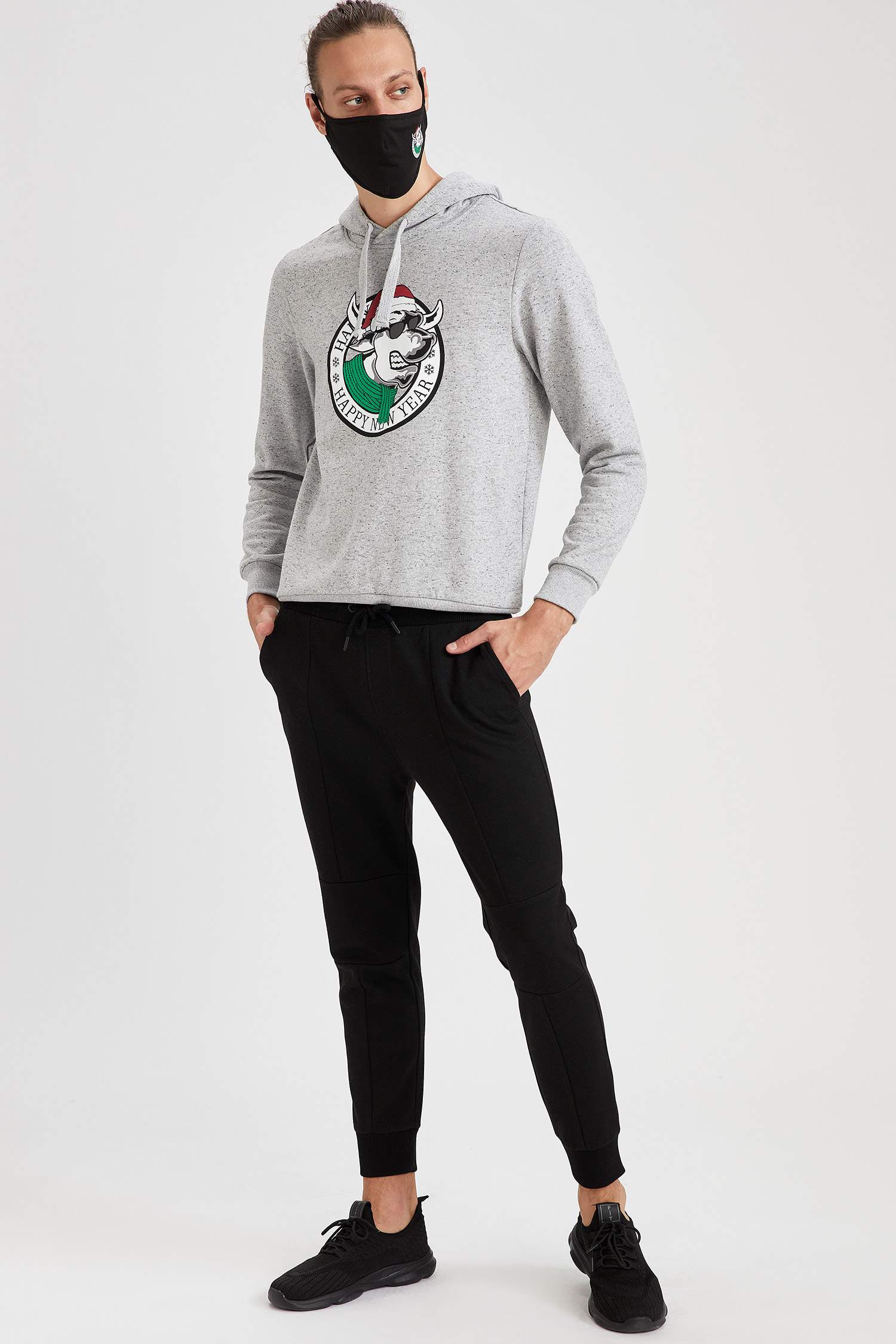 Slim Fit Hayvan Desenli Uzun Kollu İçi Yumuşak Tüylü Sweatshirt