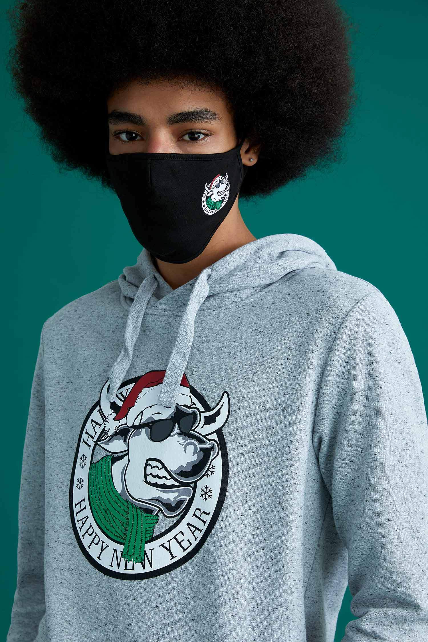 Slim Fit Hayvan Desenli Uzun Kollu İçi Yumuşak Tüylü Sweatshirt