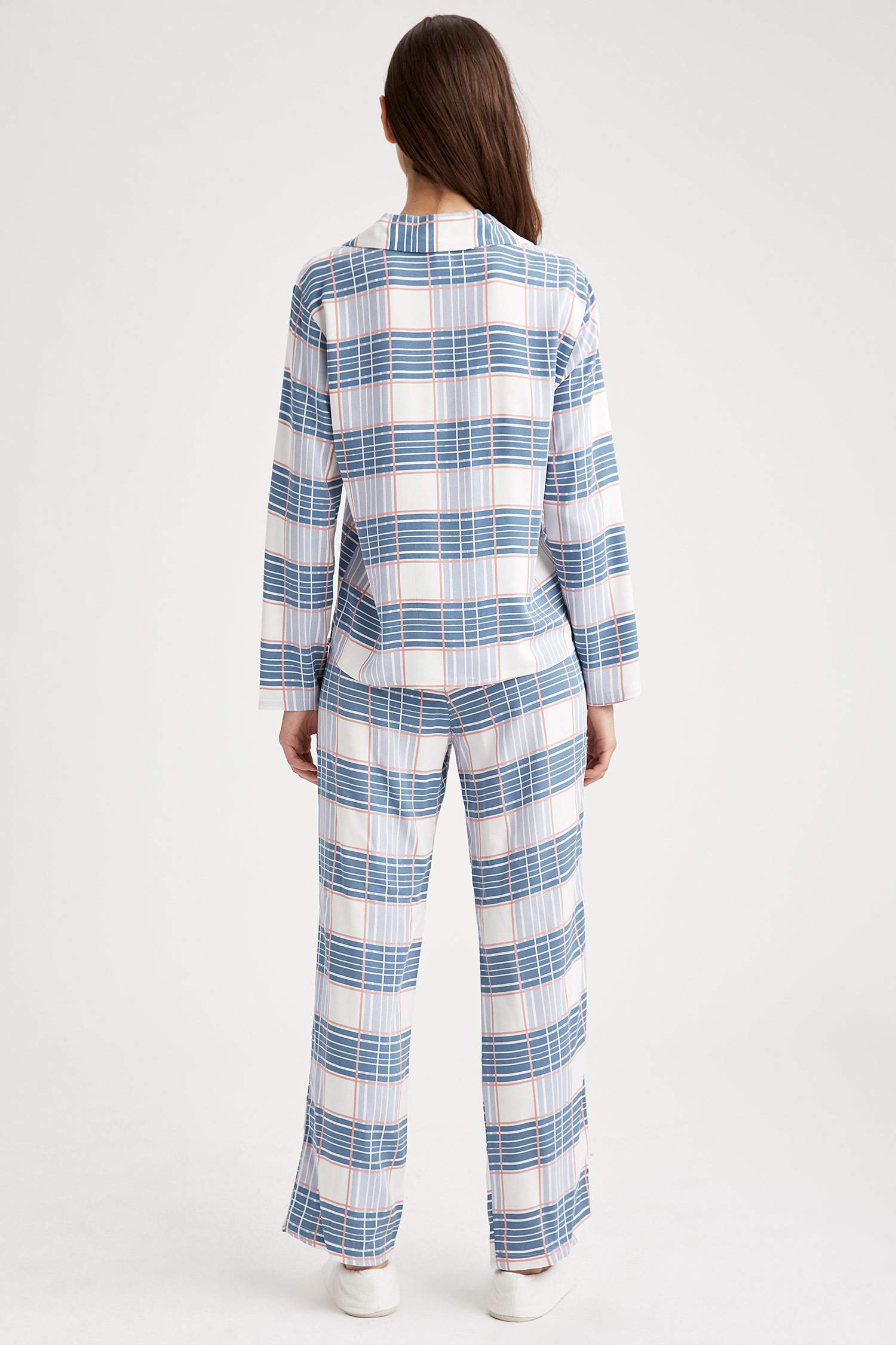 Ekoseli Gömlek Tasarımlı Pijama Takımı