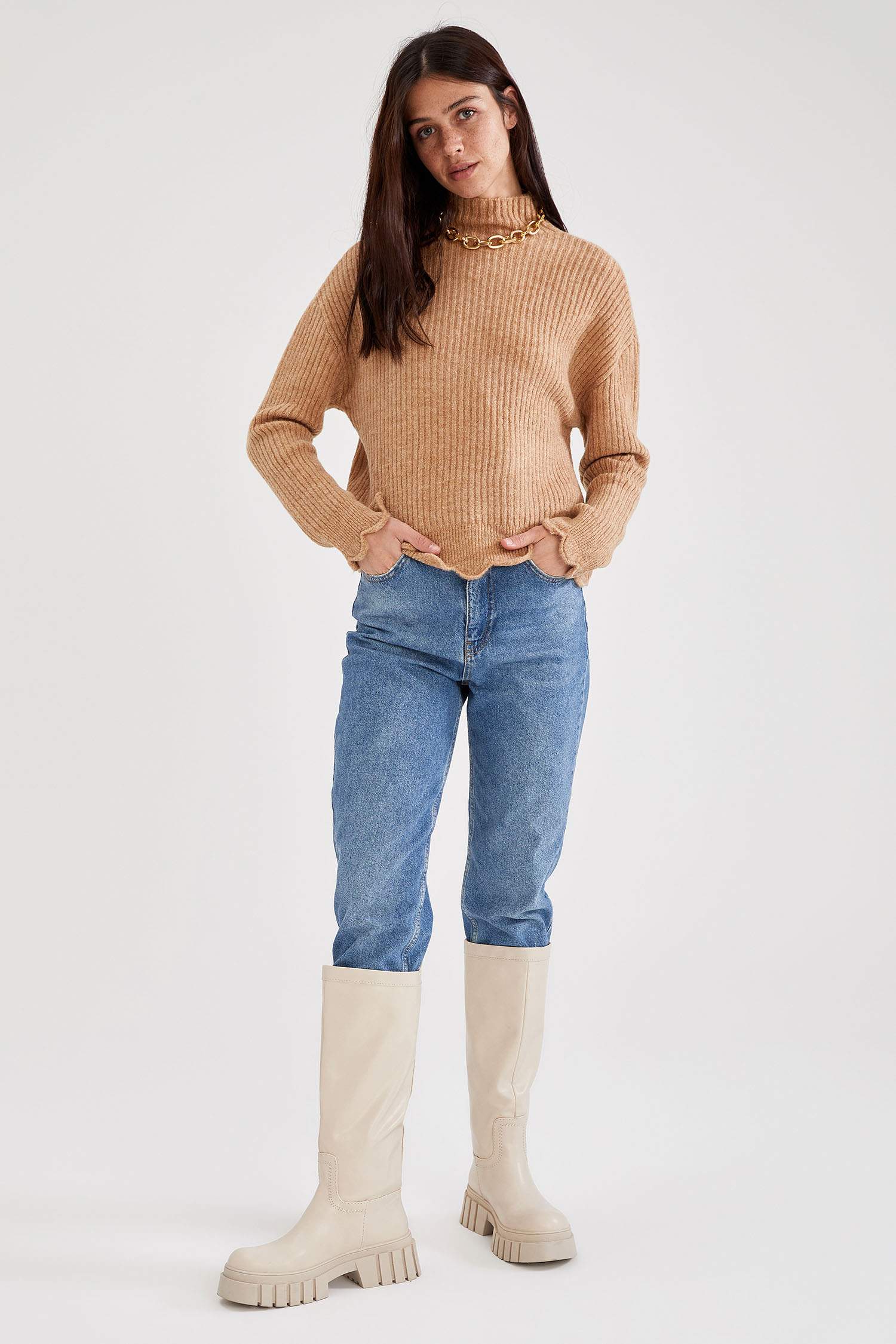 Dik Yaka Oversize Triko Kazak