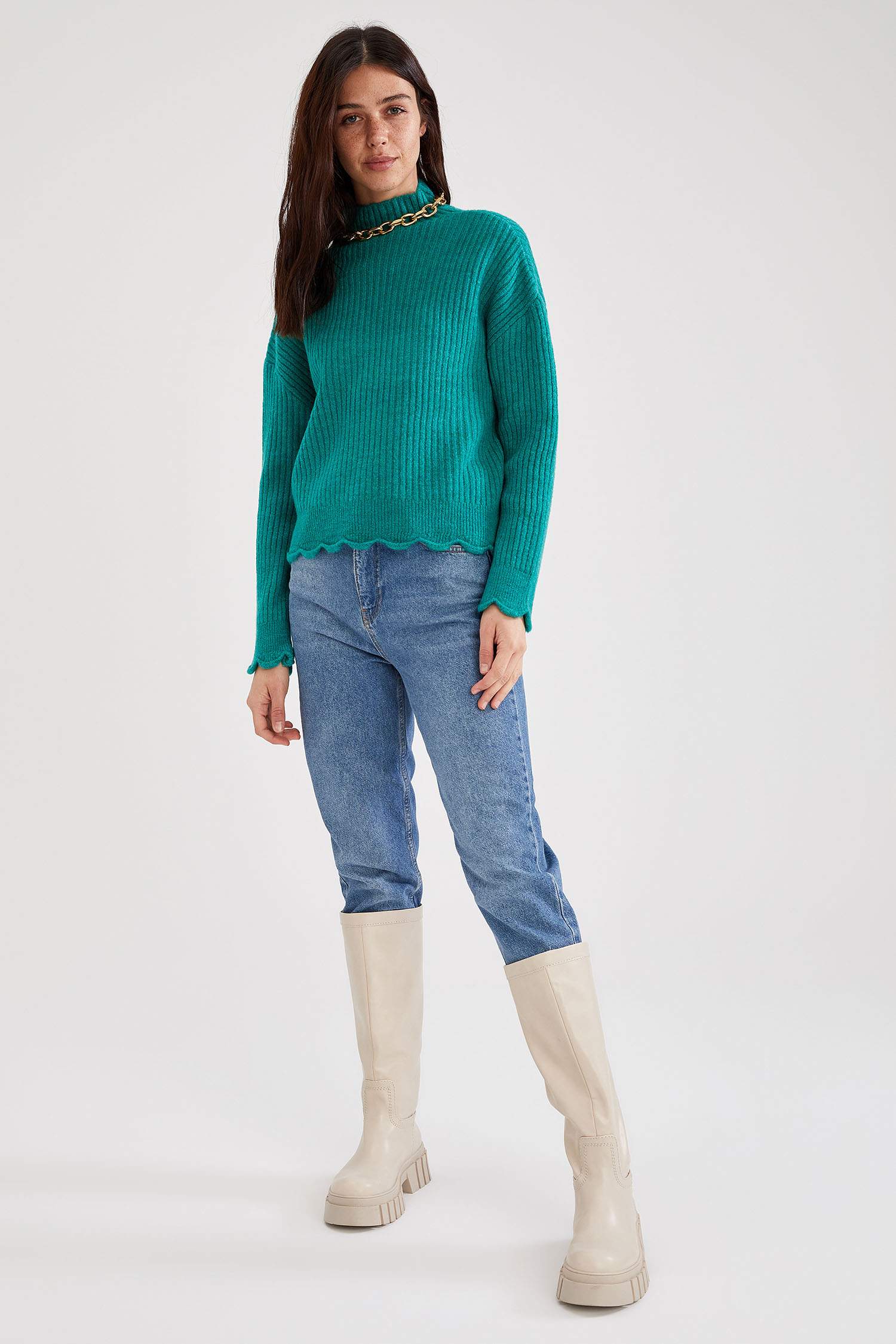 Dik Yaka Oversize Triko Kazak