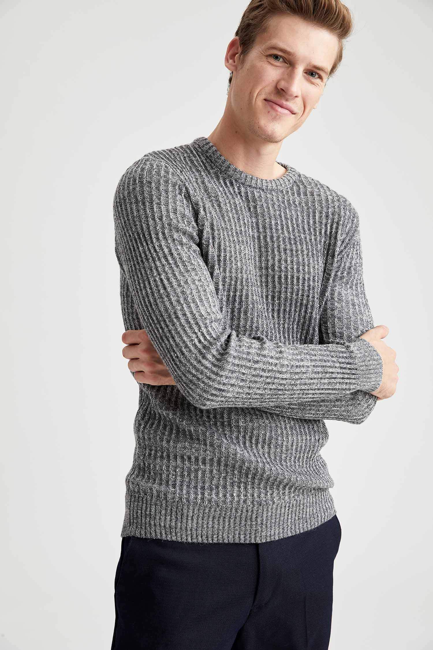 Slim Fit Bisiklet Yaka Triko Kazak