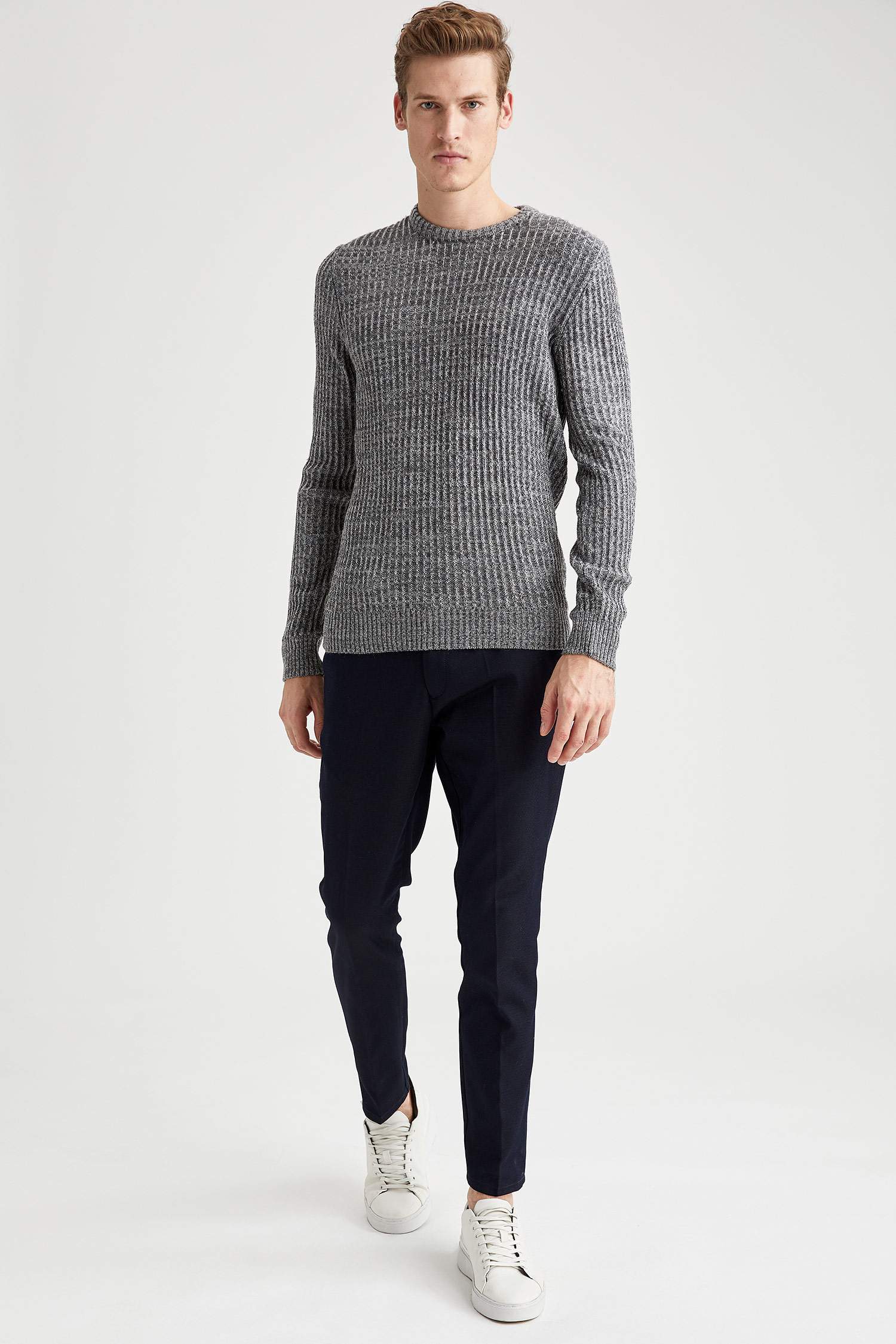 Slim Fit Bisiklet Yaka Triko Kazak