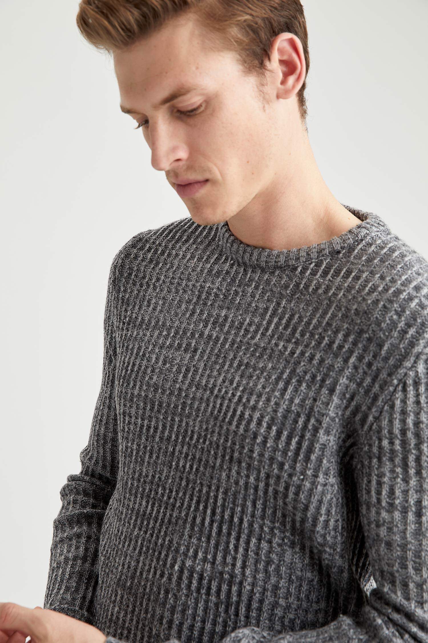 Slim Fit Bisiklet Yaka Triko Kazak