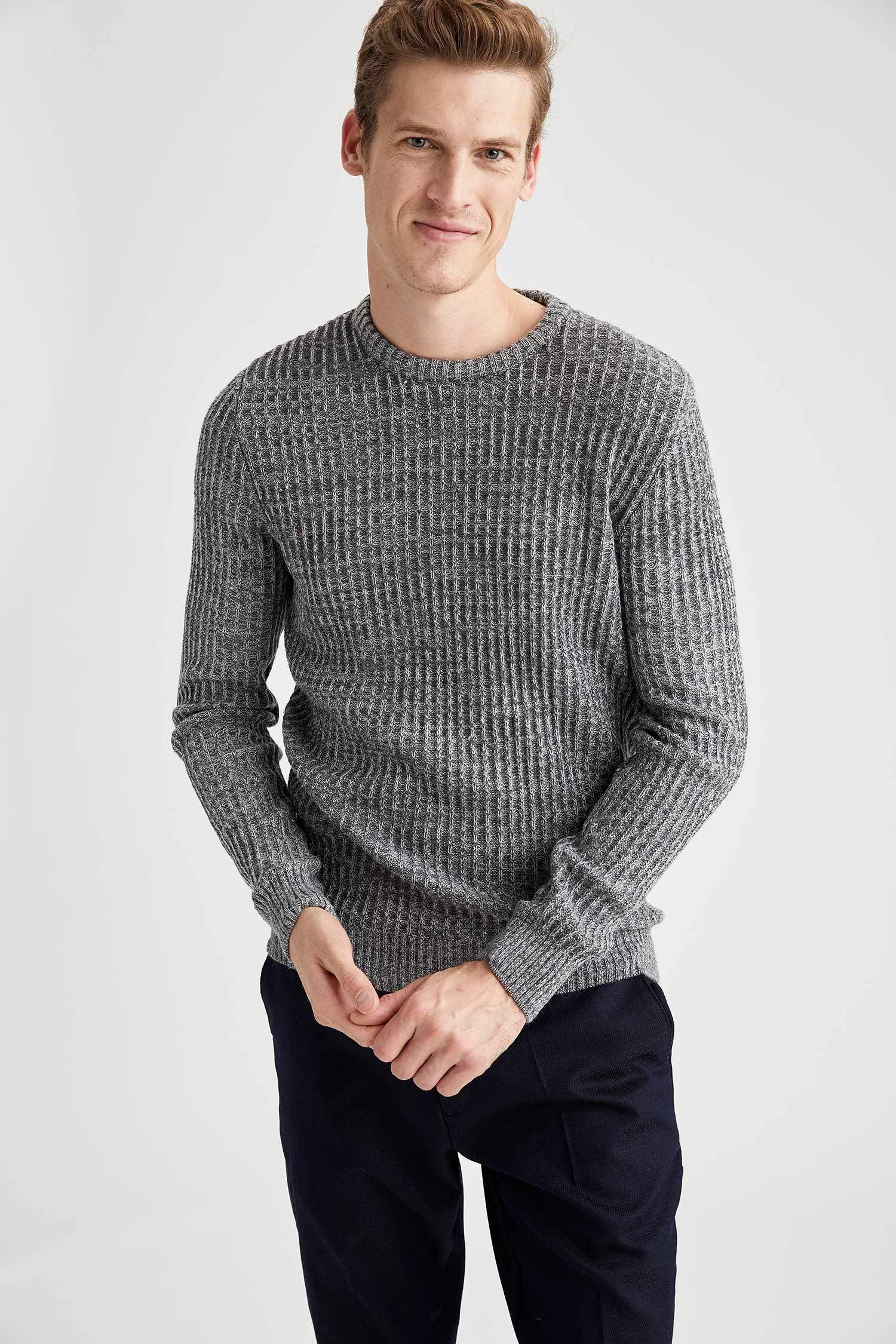 Slim Fit Bisiklet Yaka Triko Kazak