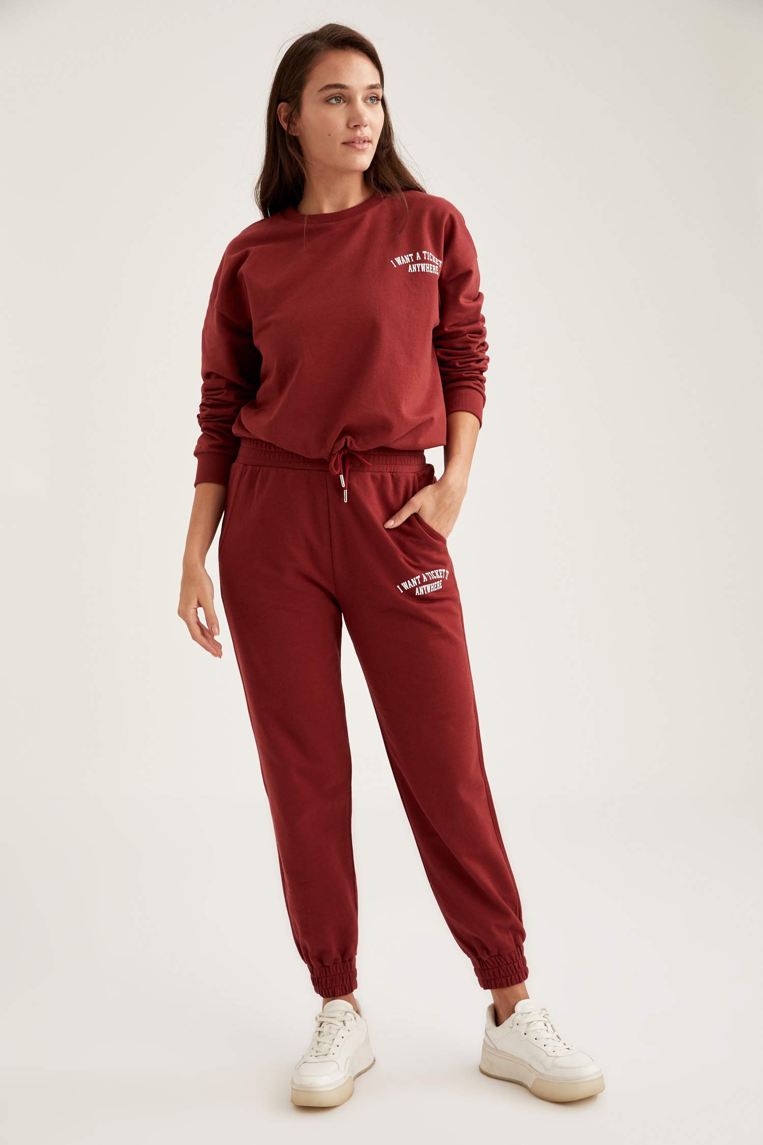 Şehir Desenli Regular Fit Bisiklet Yaka Uzun Kollu Sweatshirt