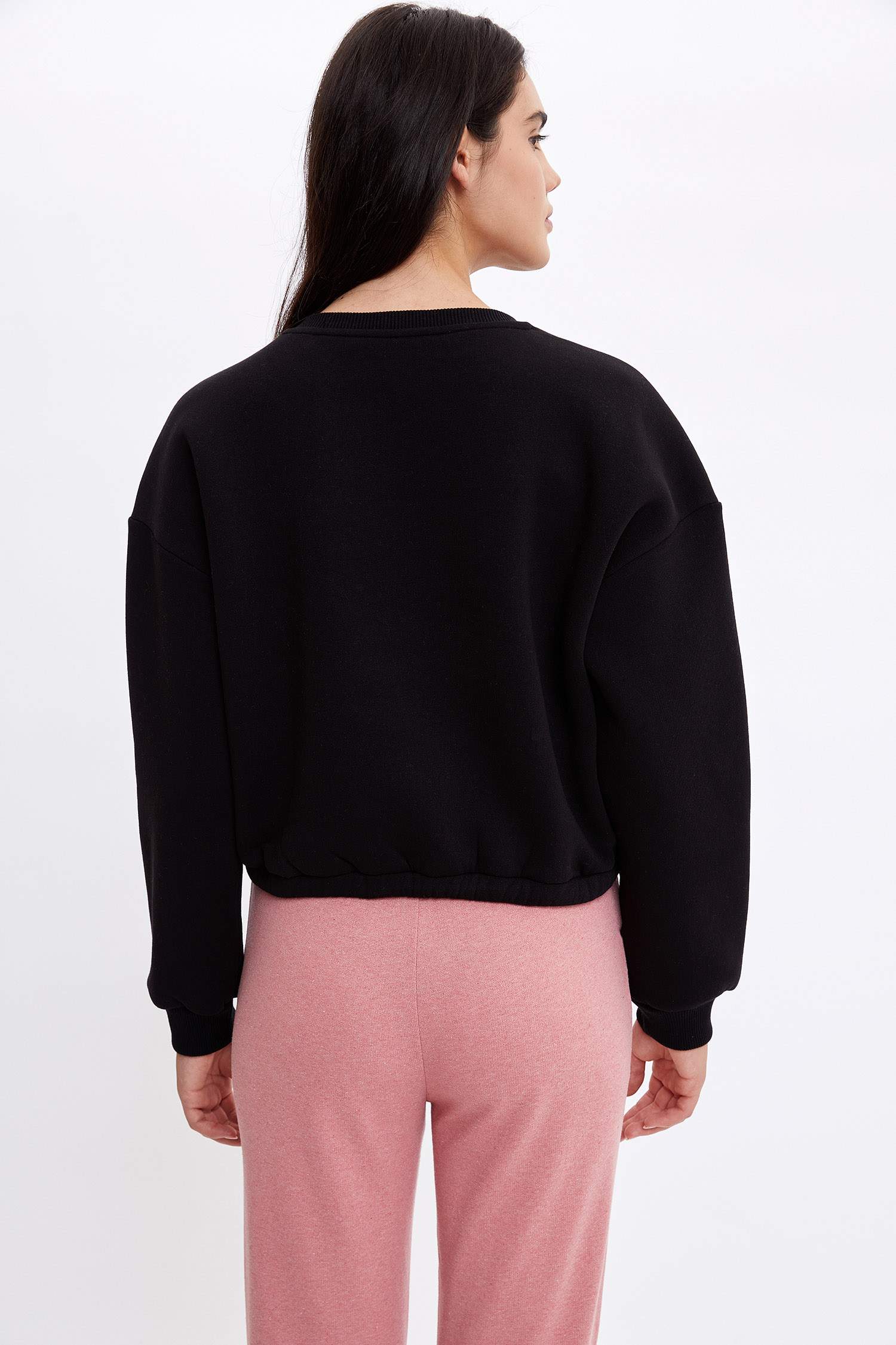 Şehir Desenli Regular Fit Bisiklet Yaka Uzun Kollu Sweatshirt