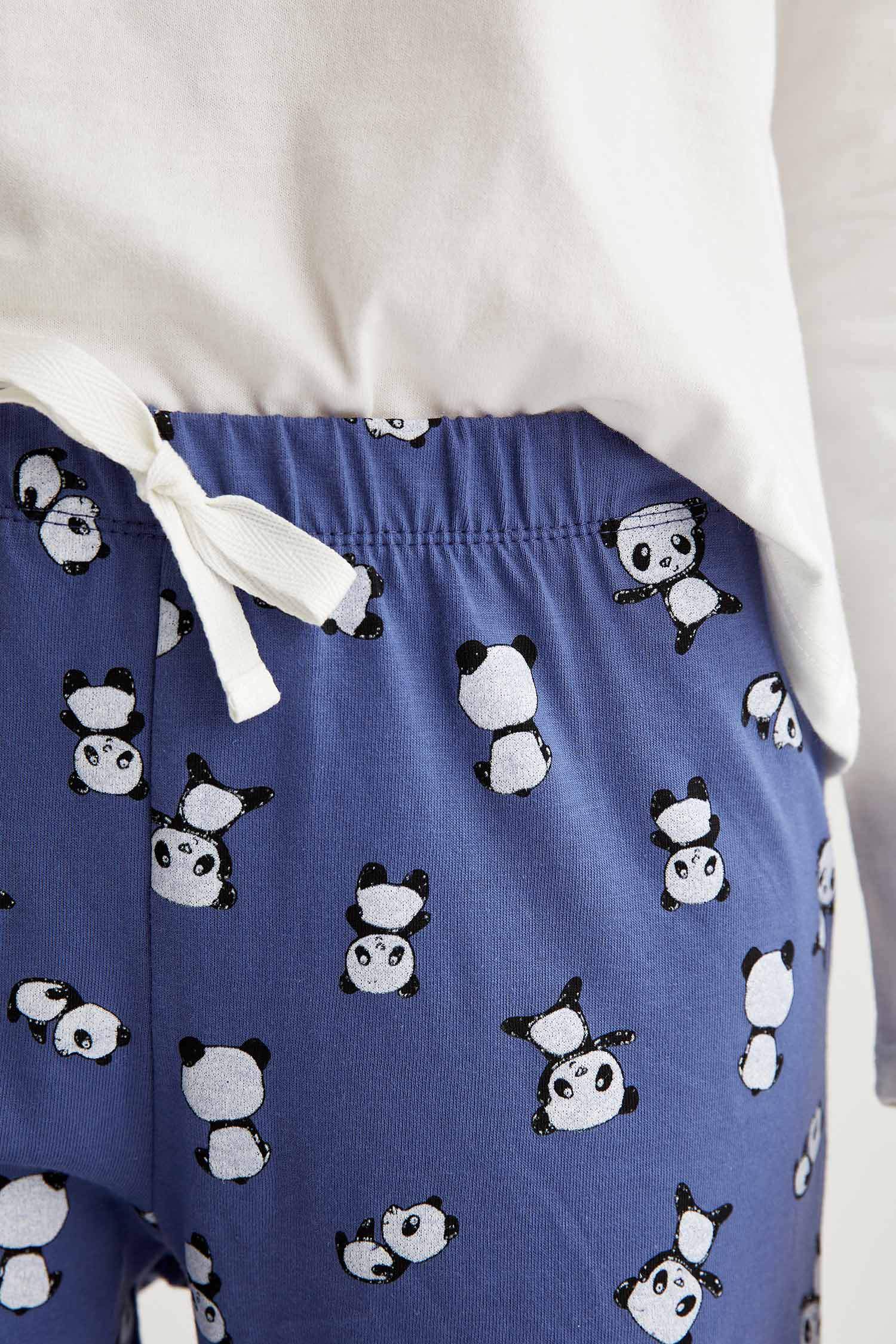 Panda Baskılı Uzun Kollu Pijama Takımı