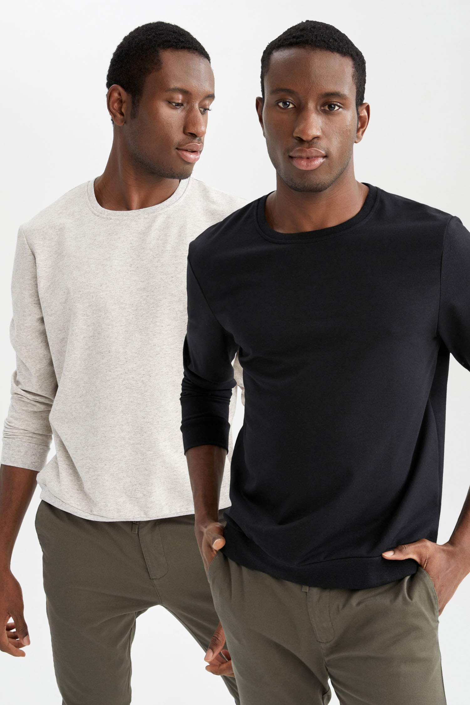 Slim Fit Bisiklet Yaka Basic Sweatshirt 2'li
