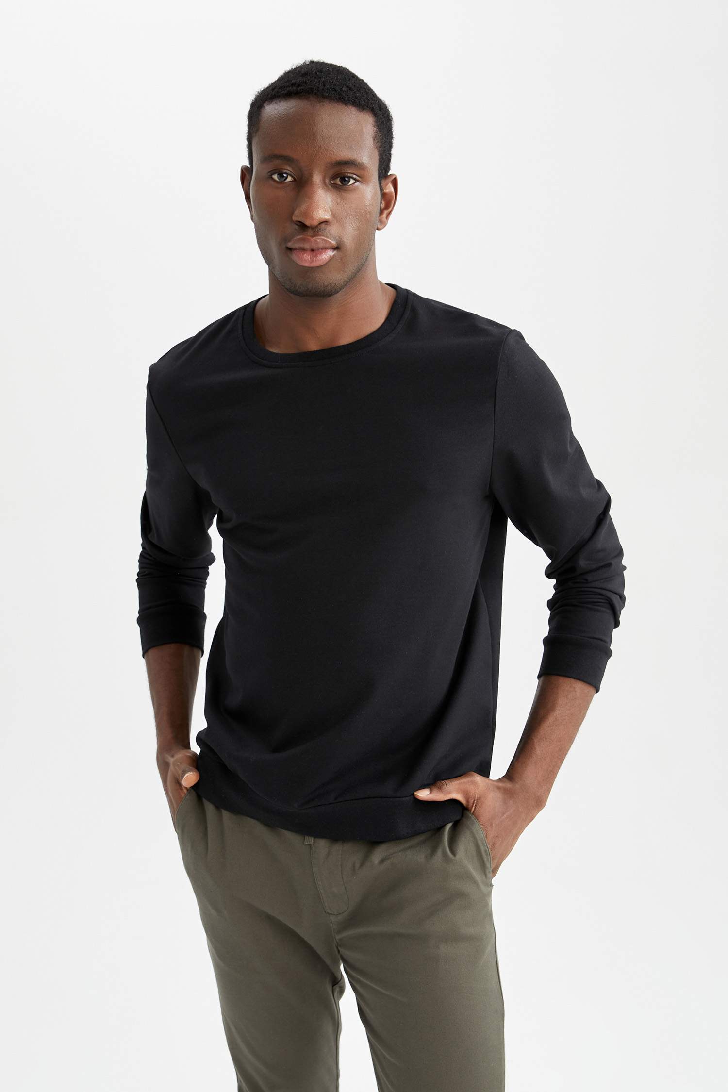 Slim Fit Bisiklet Yaka Basic Sweatshirt 2'li