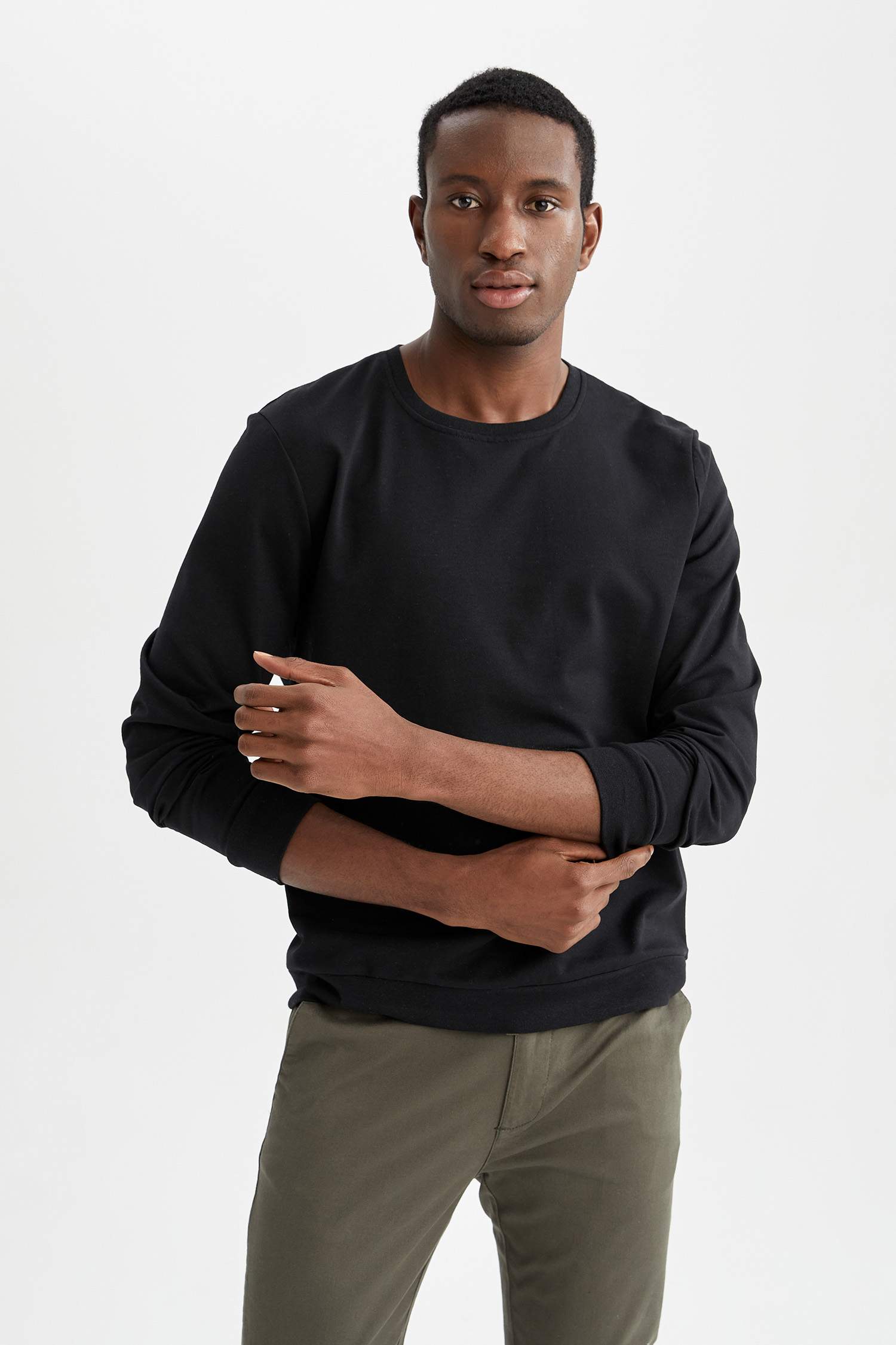 Slim Fit Bisiklet Yaka Basic Sweatshirt 2'li