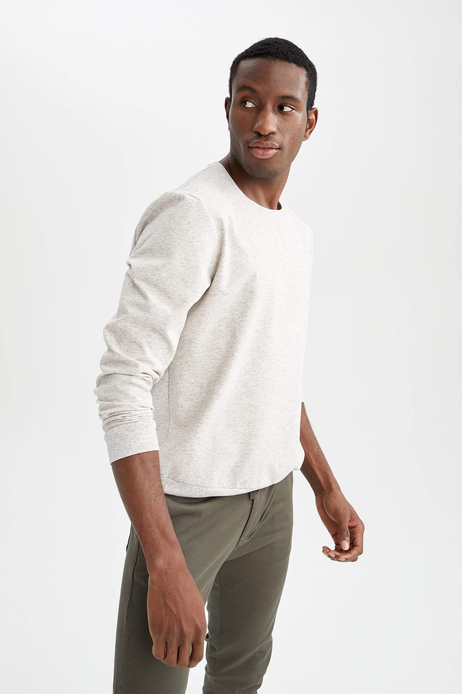 Slim Fit Bisiklet Yaka Basic Sweatshirt 2'li