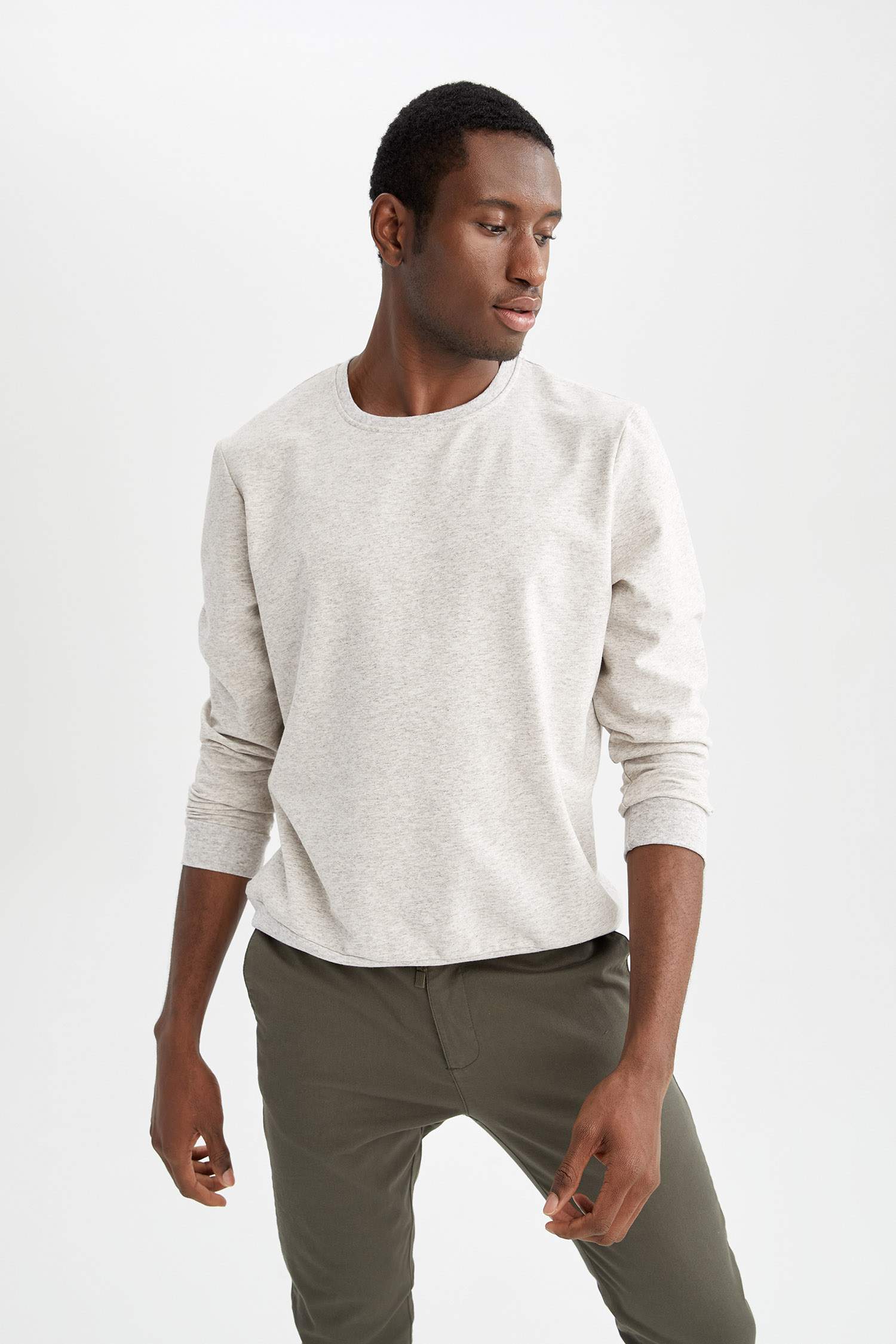 Slim Fit Bisiklet Yaka Basic Sweatshirt 2'li