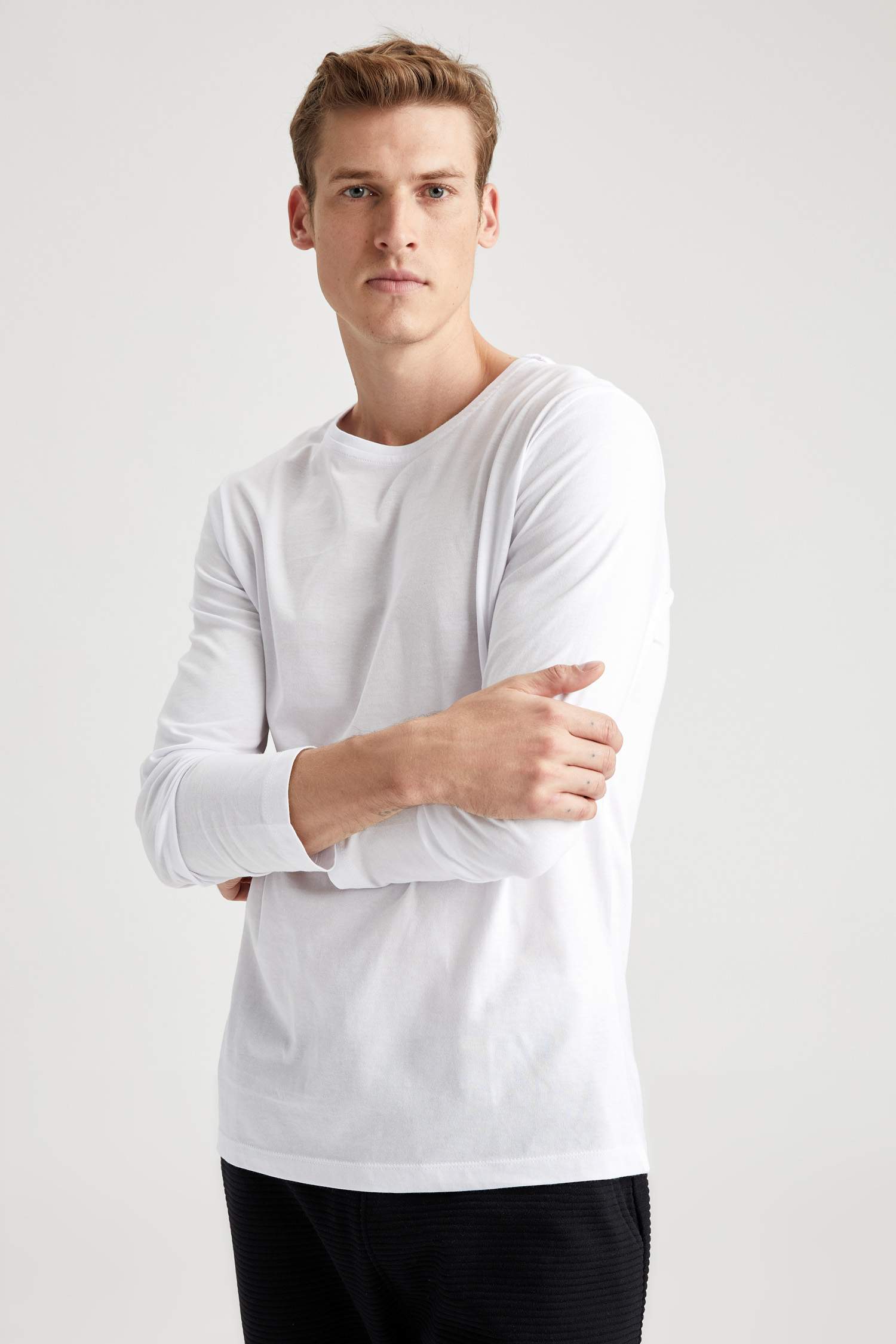 2'li Body Slim Fit Bisiklet Yaka Uzun Kollu