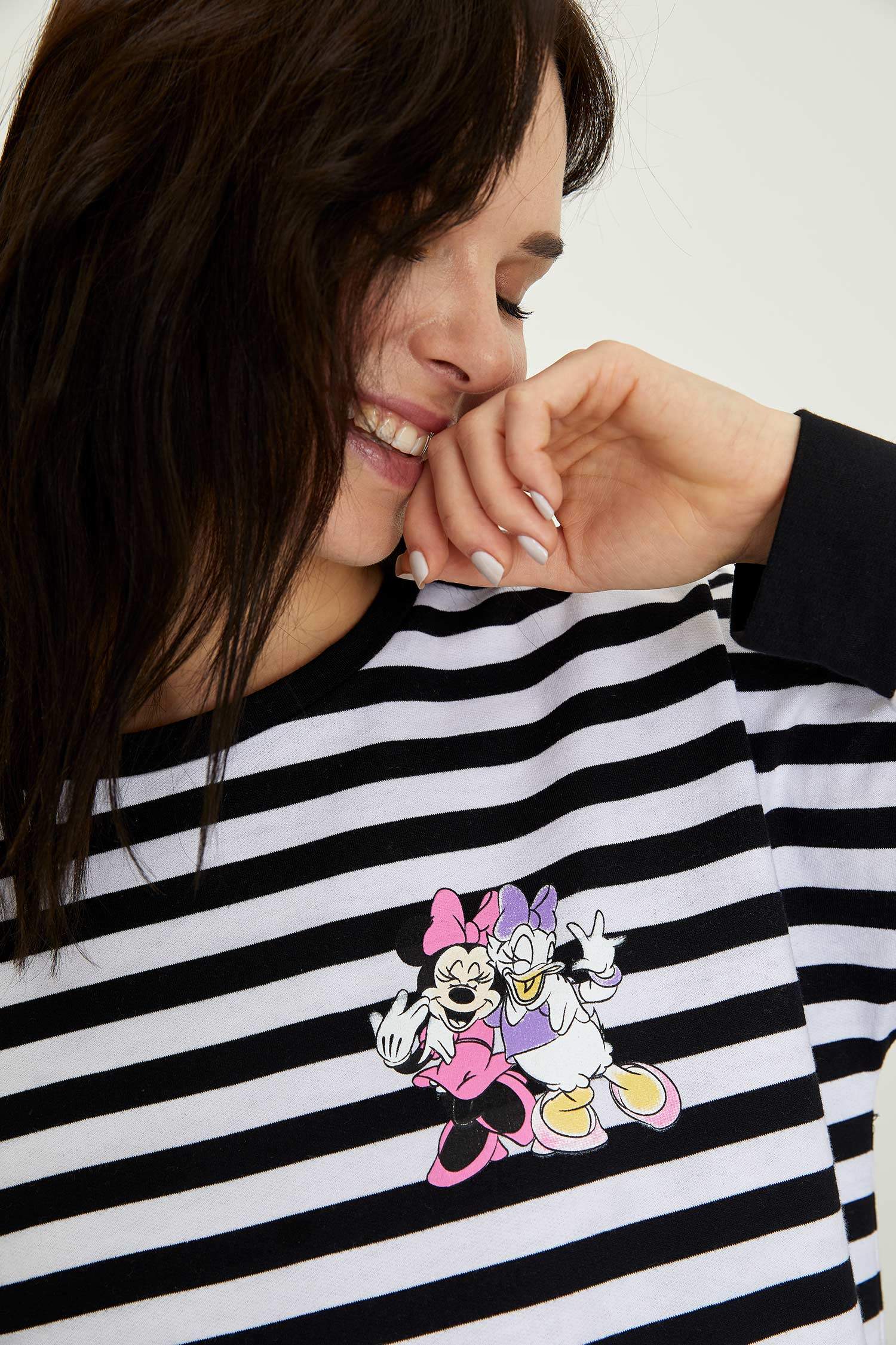 Disney Lisanslı Çizgili Hamile Sweatshirt