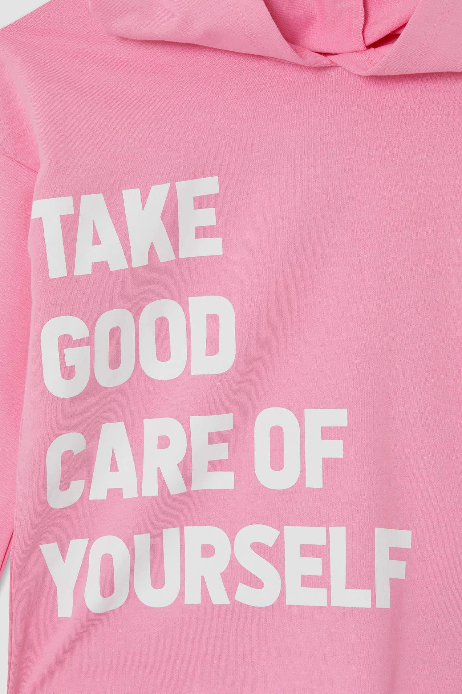 Kız Çocuk Yazı Baskılı Crop Sweatshirt