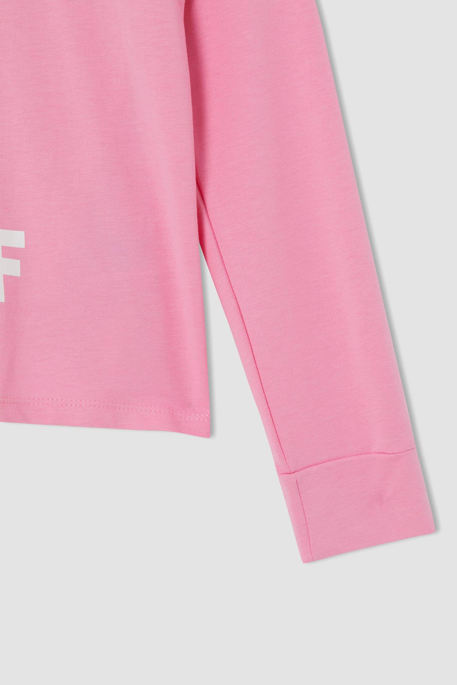Kız Çocuk Yazı Baskılı Crop Sweatshirt