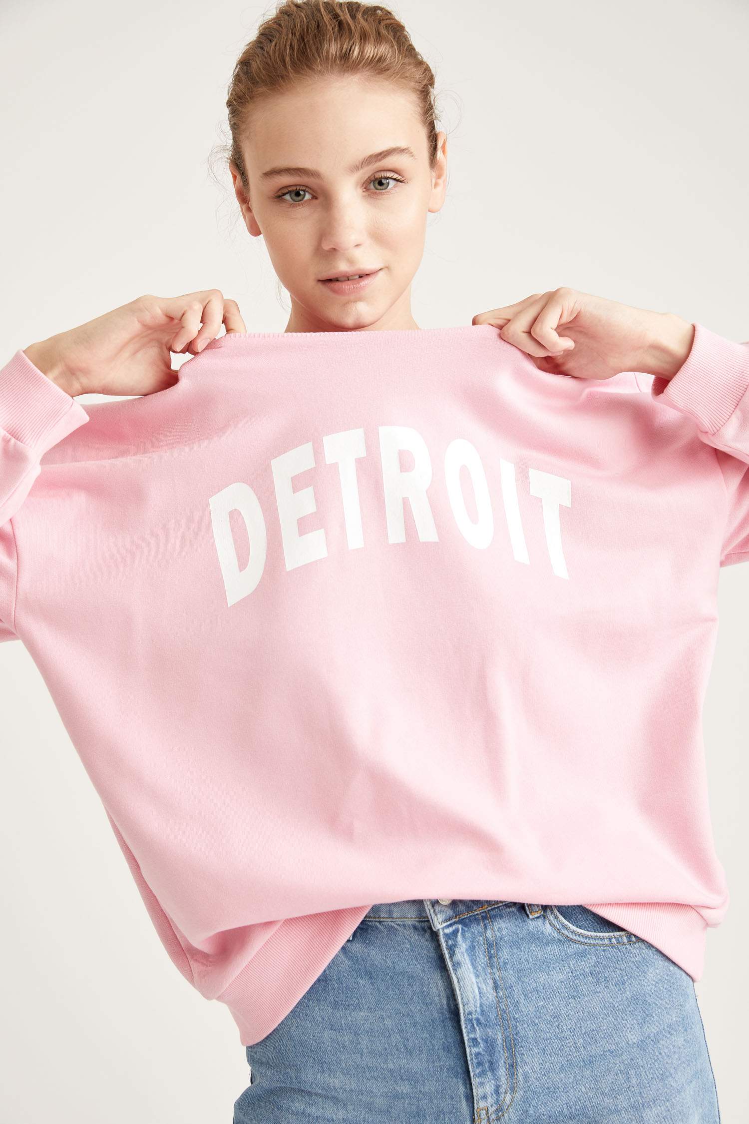 Yazı Baskılı Oversize Sweatshirt