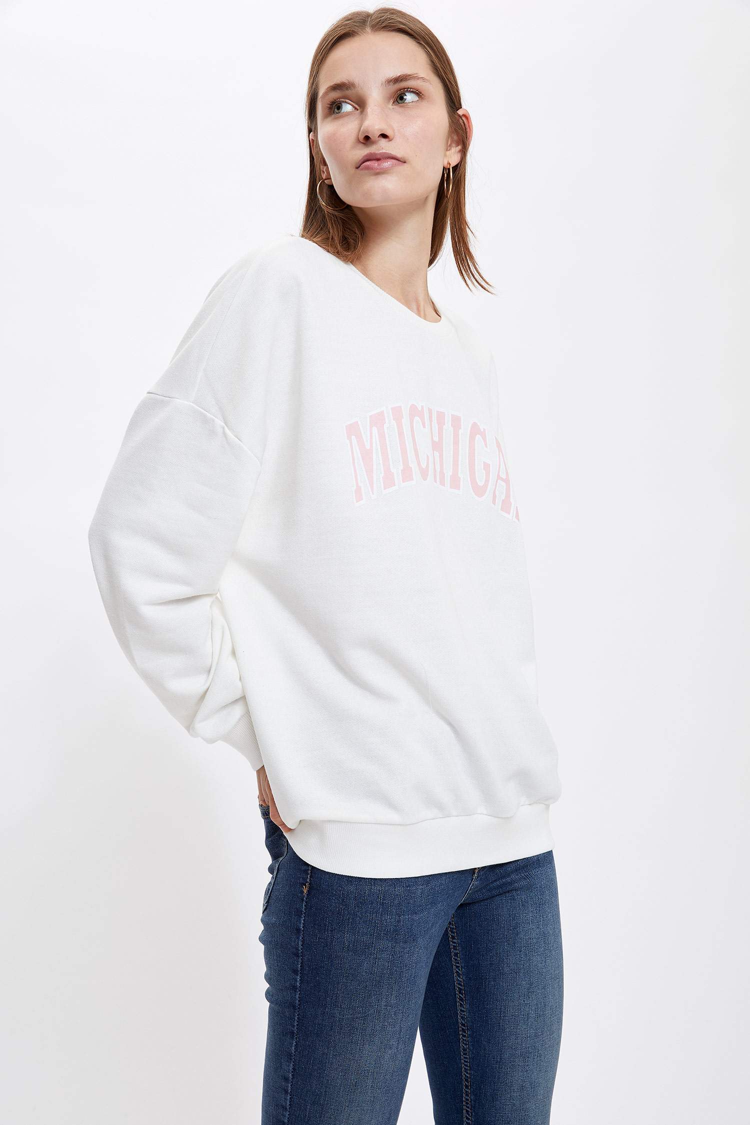 Yazı Baskılı Oversize Sweatshirt