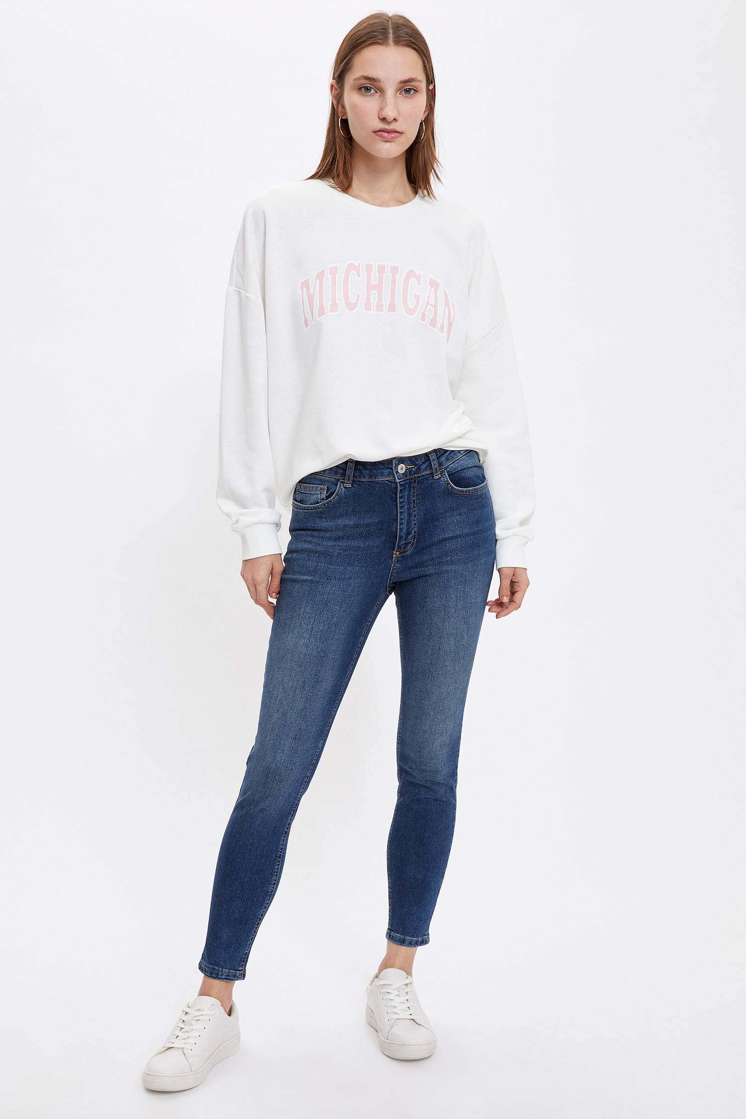 Yazı Baskılı Oversize Sweatshirt